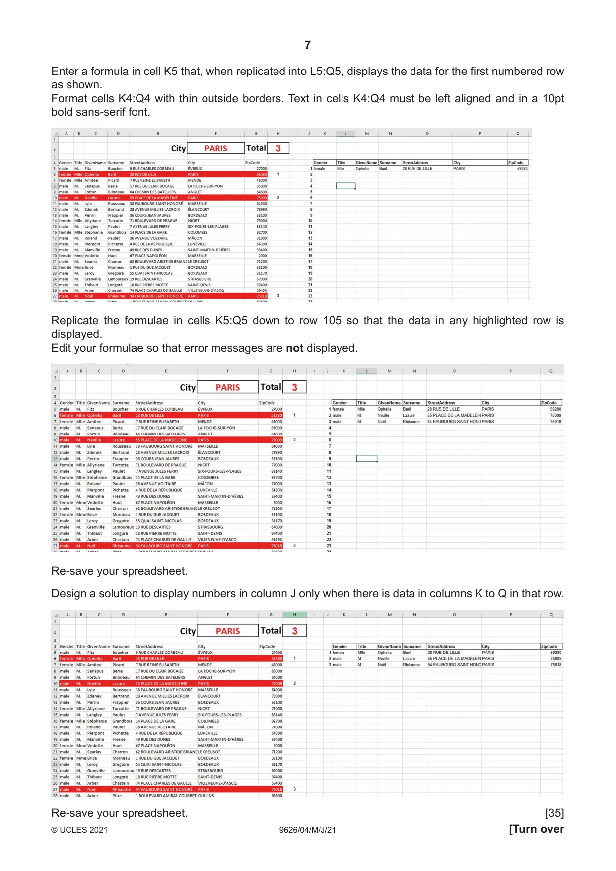 Cambridge A Level Information Technology (from 2017) 9626 2021 May/June Paper 4 · Variant 0 question paper, page 7 of 8