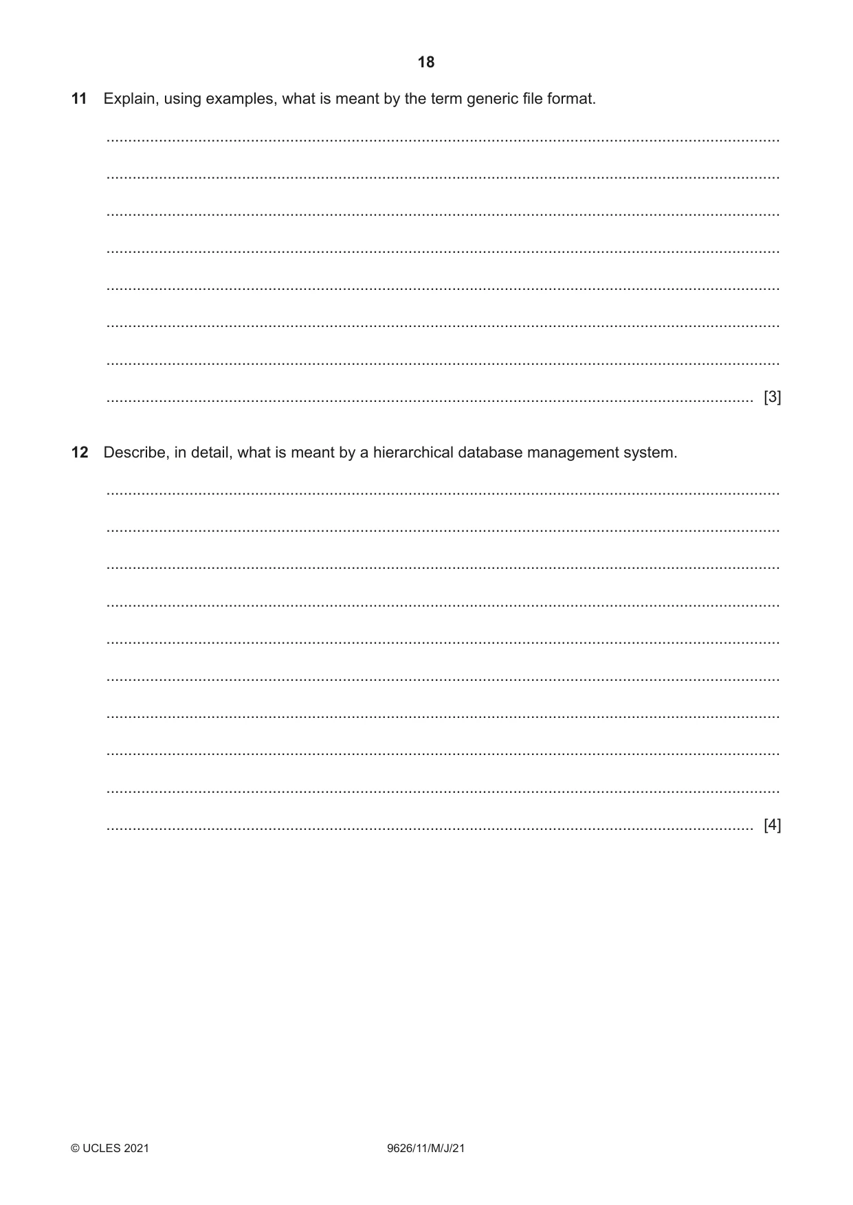 Cambridge A Level Information Technology (from 2017) 9626 2021 May/June Paper 1 · Variant 1 question paper, page 18 of 20