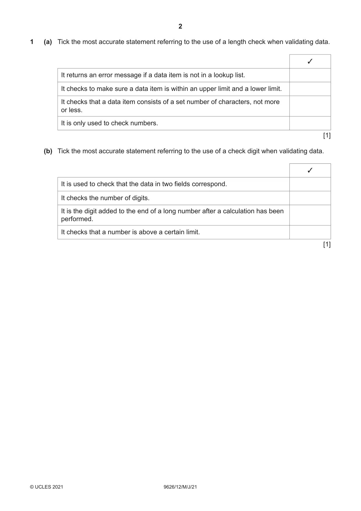 Cambridge A Level Information Technology (from 2017) 9626 2021 May/June Paper 1 · Variant 2 question paper, page 2 of 20
