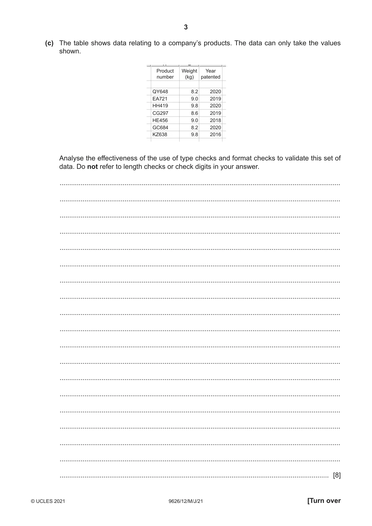 Cambridge A Level Information Technology (from 2017) 9626 2021 May/June Paper 1 · Variant 2 question paper, page 3 of 20