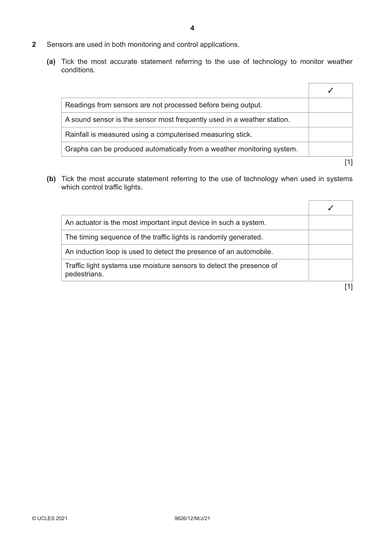 Cambridge A Level Information Technology (from 2017) 9626 2021 May/June Paper 1 · Variant 2 question paper, page 4 of 20