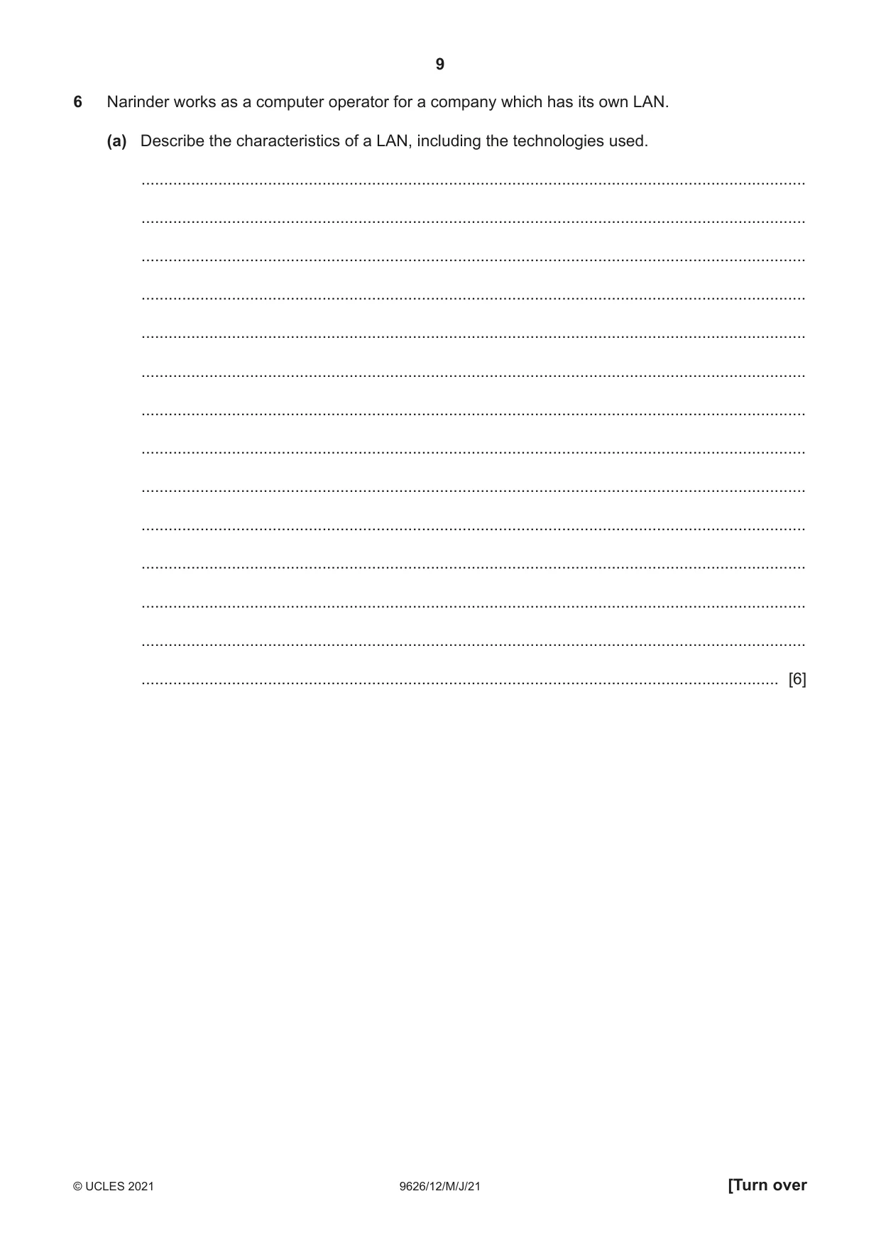 Cambridge A Level Information Technology (from 2017) 9626 2021 May/June Paper 1 · Variant 2 question paper, page 9 of 20