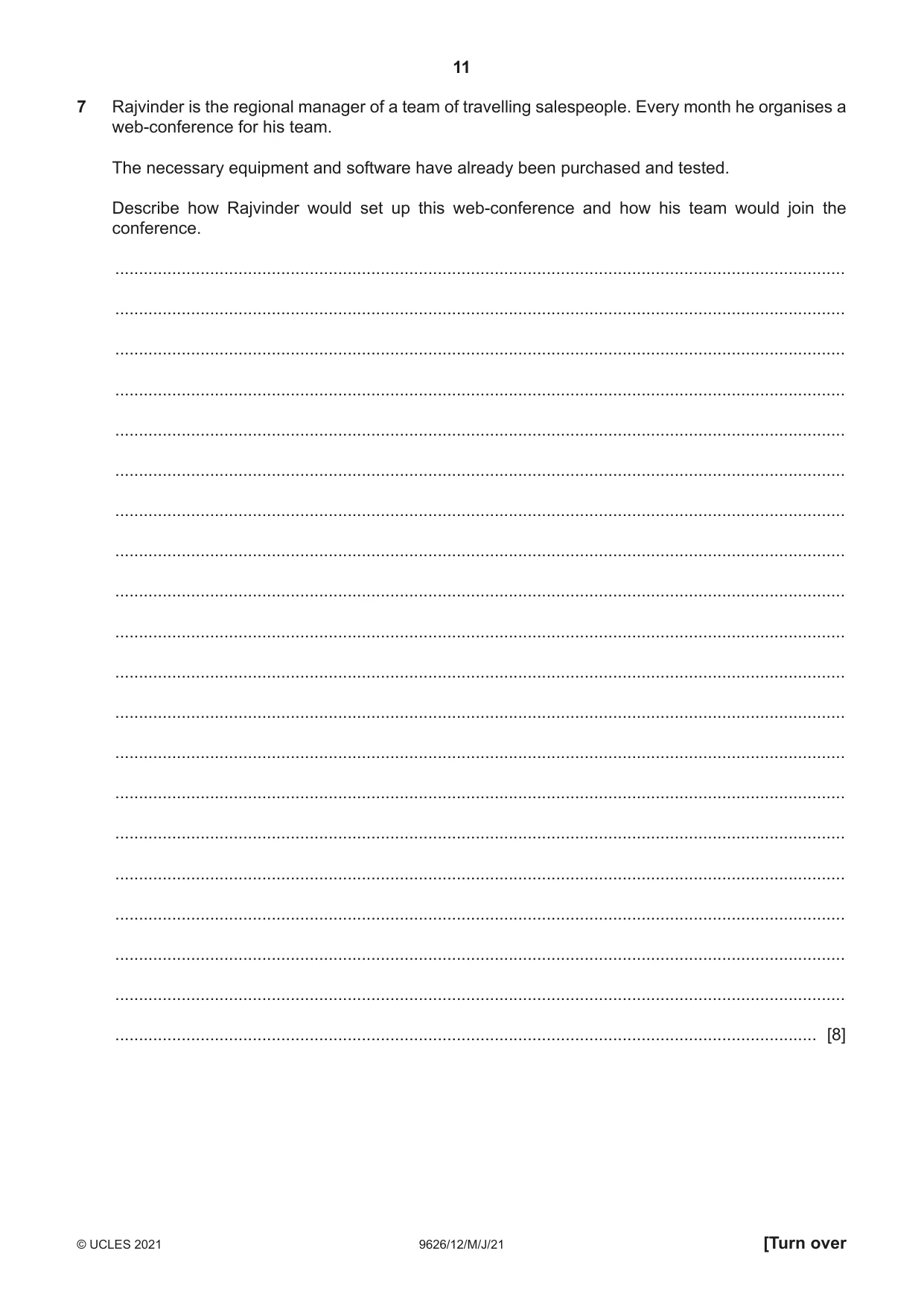 Cambridge A Level Information Technology (from 2017) 9626 2021 May/June Paper 1 · Variant 2 question paper, page 11 of 20