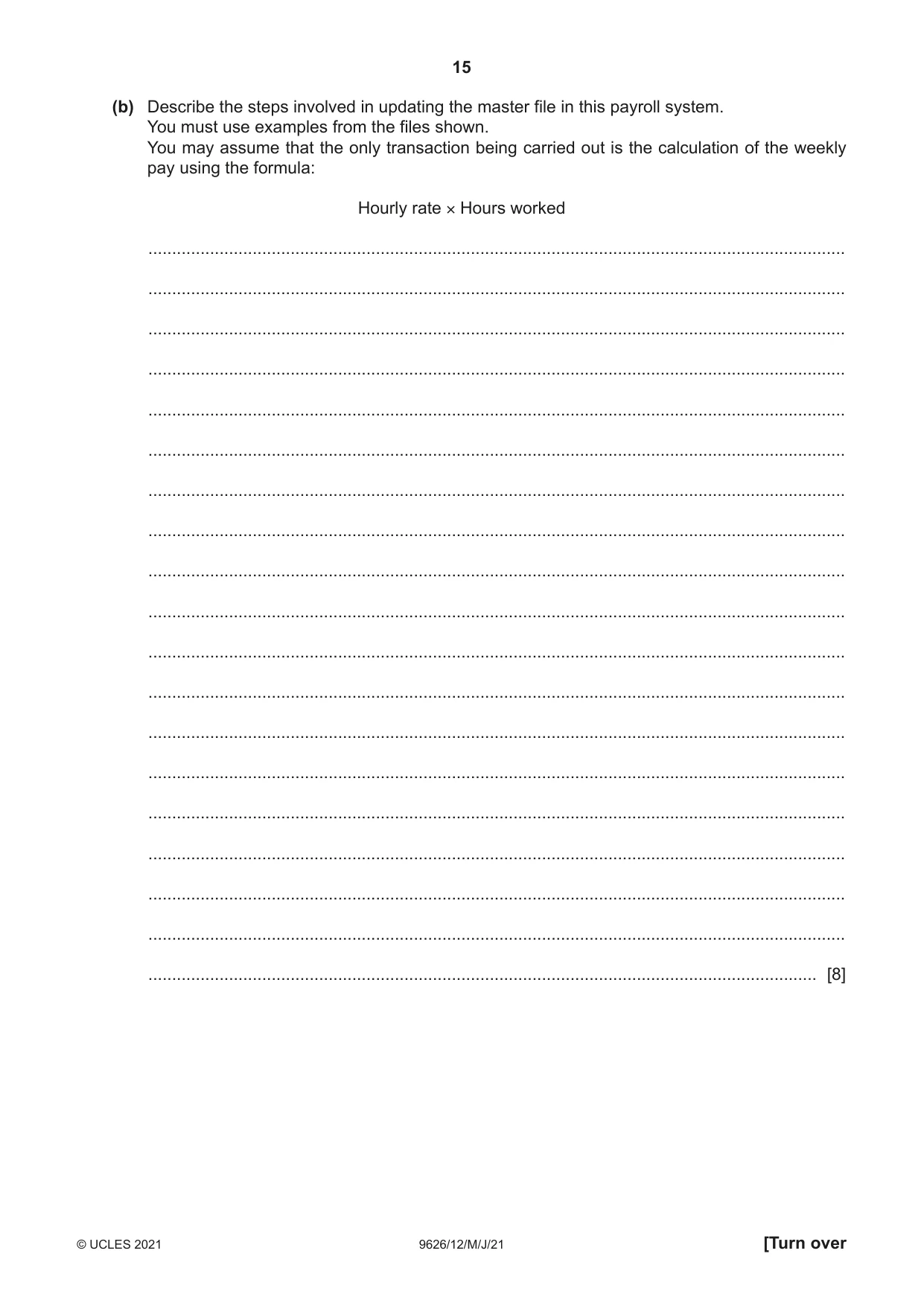 Cambridge A Level Information Technology (from 2017) 9626 2021 May/June Paper 1 · Variant 2 question paper, page 15 of 20