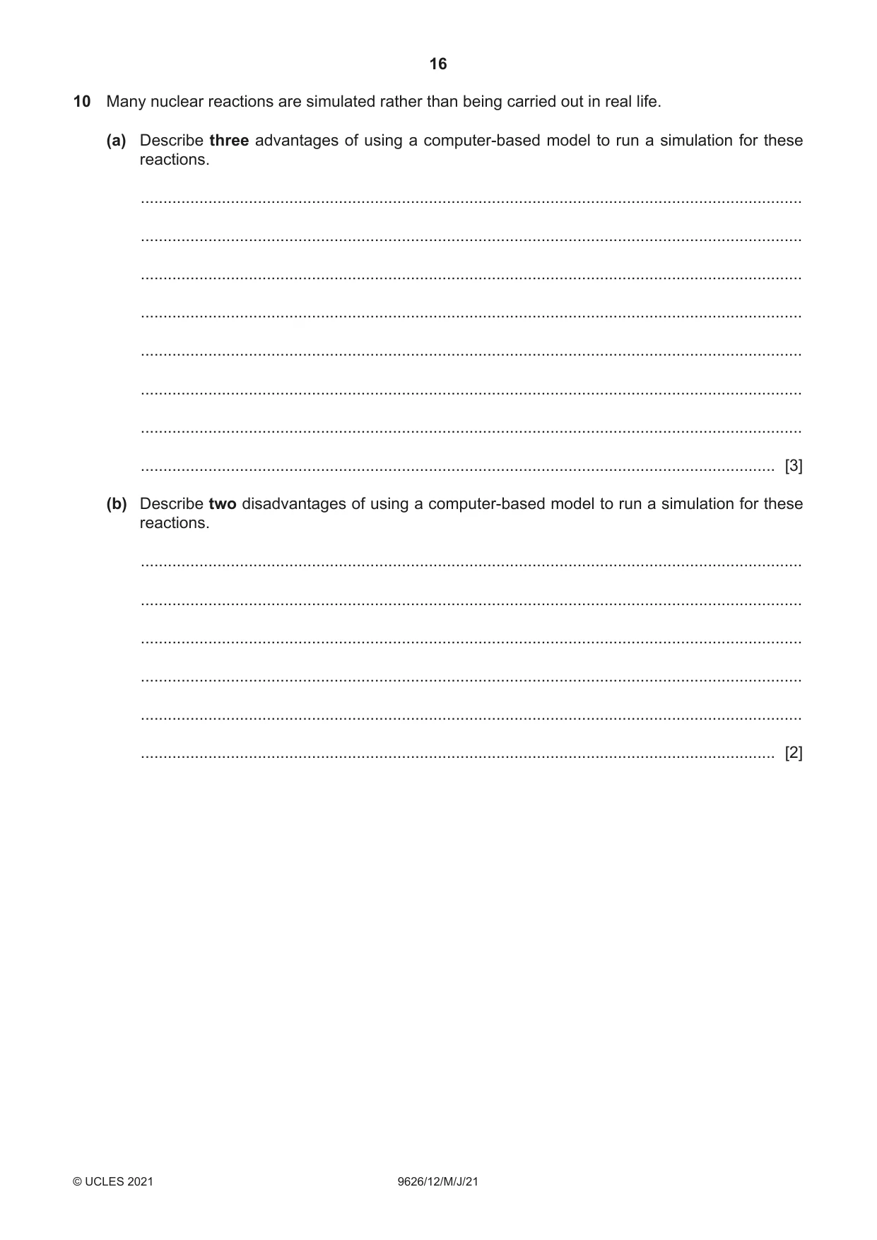 Cambridge A Level Information Technology (from 2017) 9626 2021 May/June Paper 1 · Variant 2 question paper, page 16 of 20