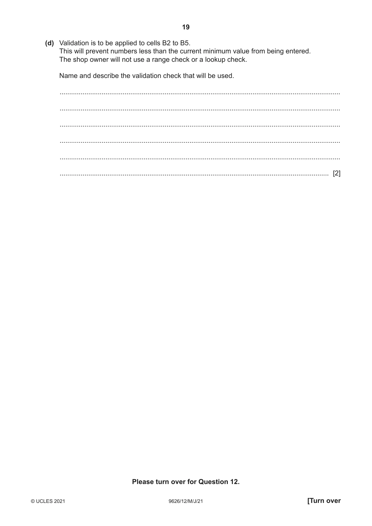 Cambridge A Level Information Technology (from 2017) 9626 2021 May/June Paper 1 · Variant 2 question paper, page 19 of 20