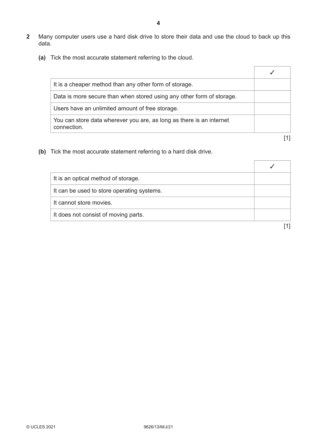 Cambridge A Level Information Technology (from 2017) 9626 2021 May/June Paper 1 · Variant 3 question paper, page 4 of 20
