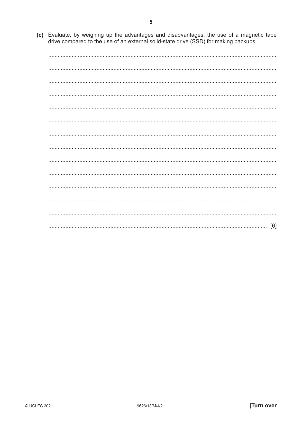 Cambridge A Level Information Technology (from 2017) 9626 2021 May/June Paper 1 · Variant 3 question paper, page 5 of 20