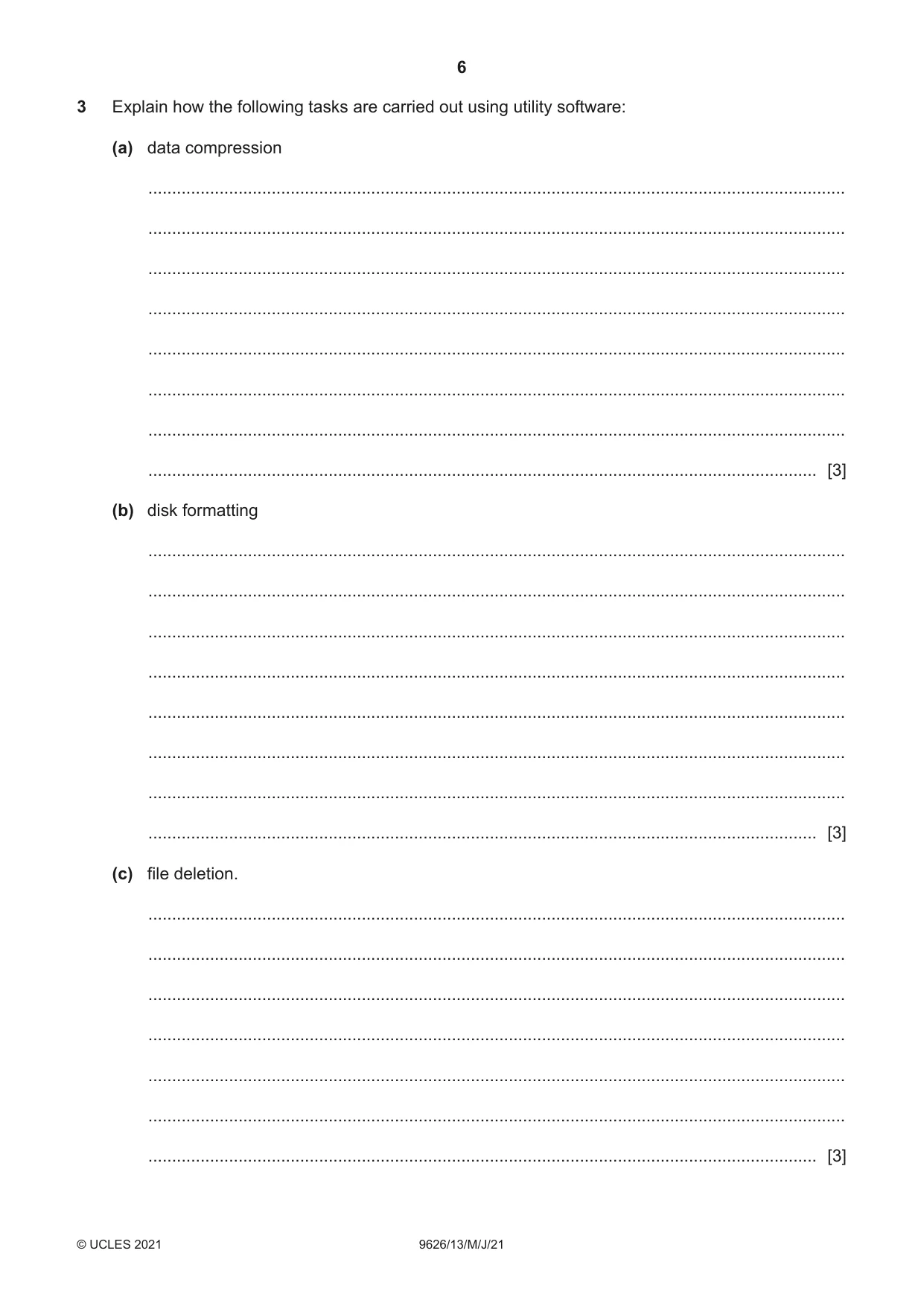 Cambridge A Level Information Technology (from 2017) 9626 2021 May/June Paper 1 · Variant 3 question paper, page 6 of 20