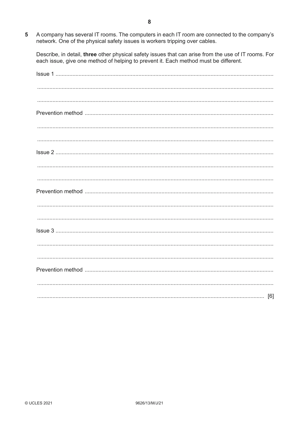 Cambridge A Level Information Technology (from 2017) 9626 2021 May/June Paper 1 · Variant 3 question paper, page 8 of 20