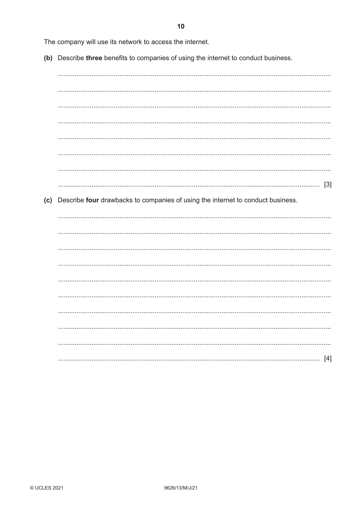 Cambridge A Level Information Technology (from 2017) 9626 2021 May/June Paper 1 · Variant 3 question paper, page 10 of 20