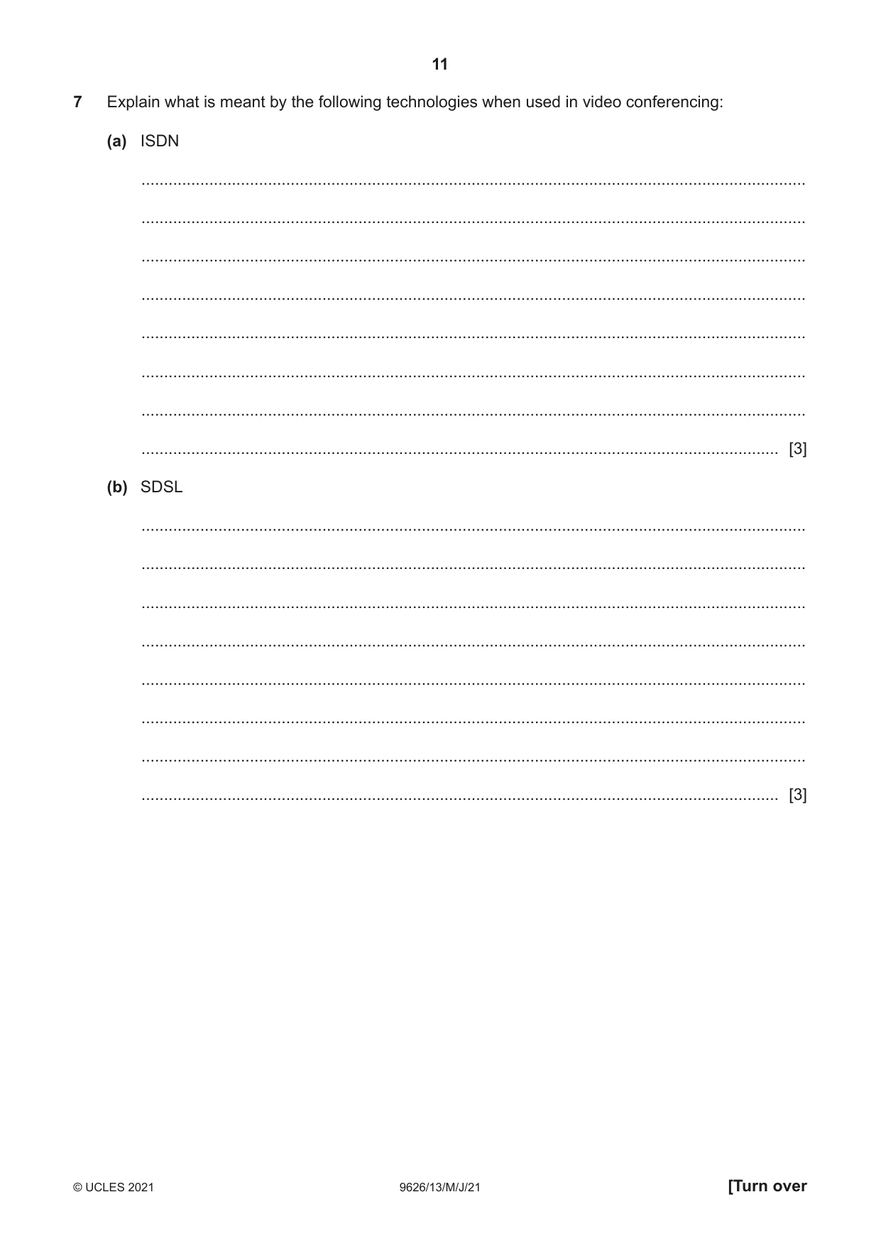 Cambridge A Level Information Technology (from 2017) 9626 2021 May/June Paper 1 · Variant 3 question paper, page 11 of 20