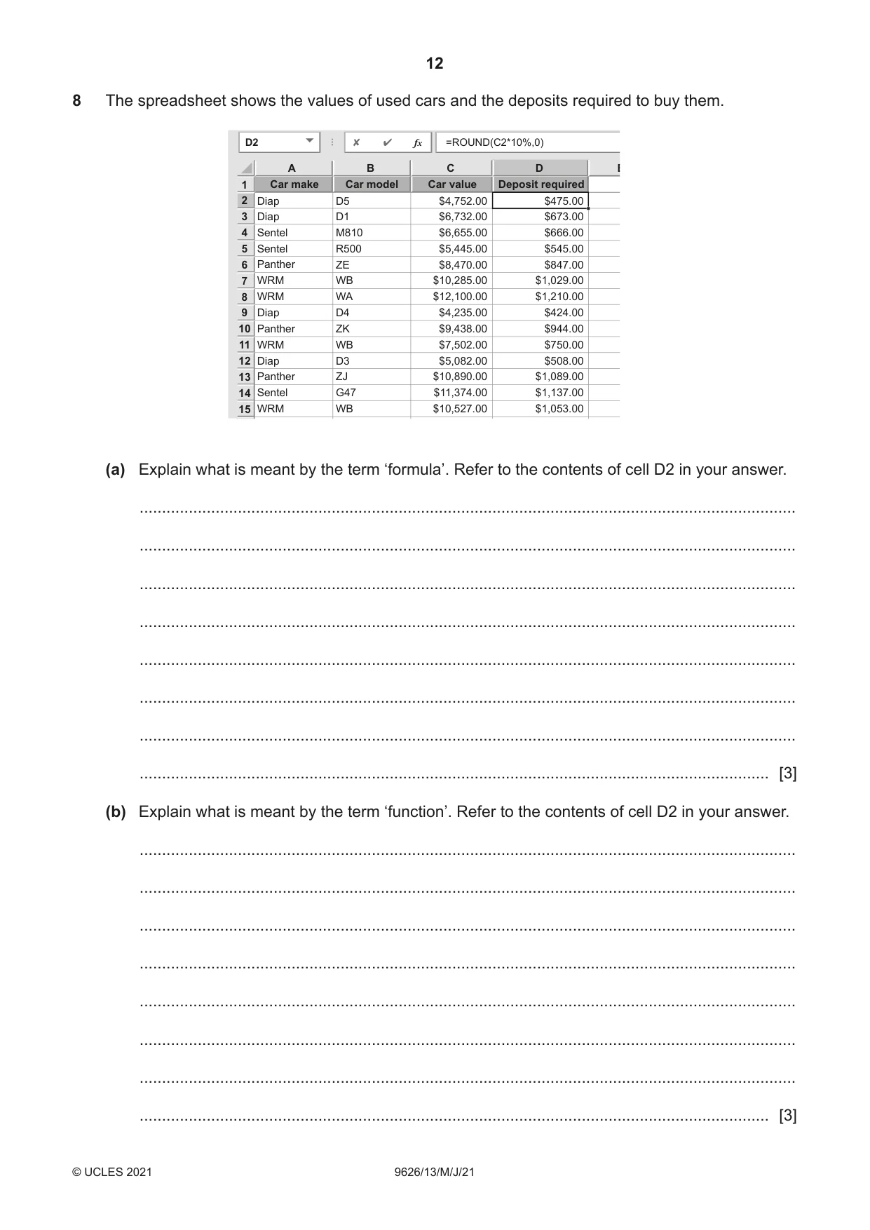 Cambridge A Level Information Technology (from 2017) 9626 2021 May/June Paper 1 · Variant 3 question paper, page 12 of 20