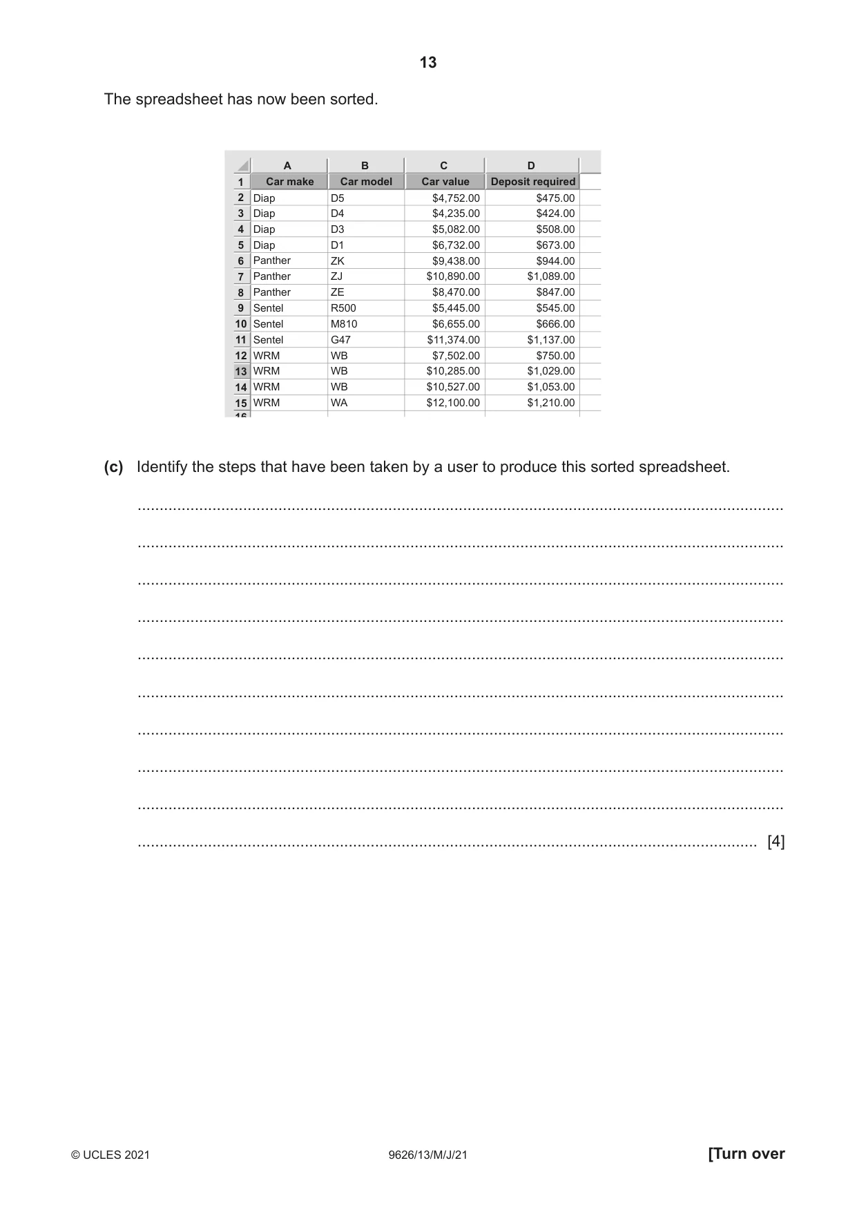 Cambridge A Level Information Technology (from 2017) 9626 2021 May/June Paper 1 · Variant 3 question paper, page 13 of 20