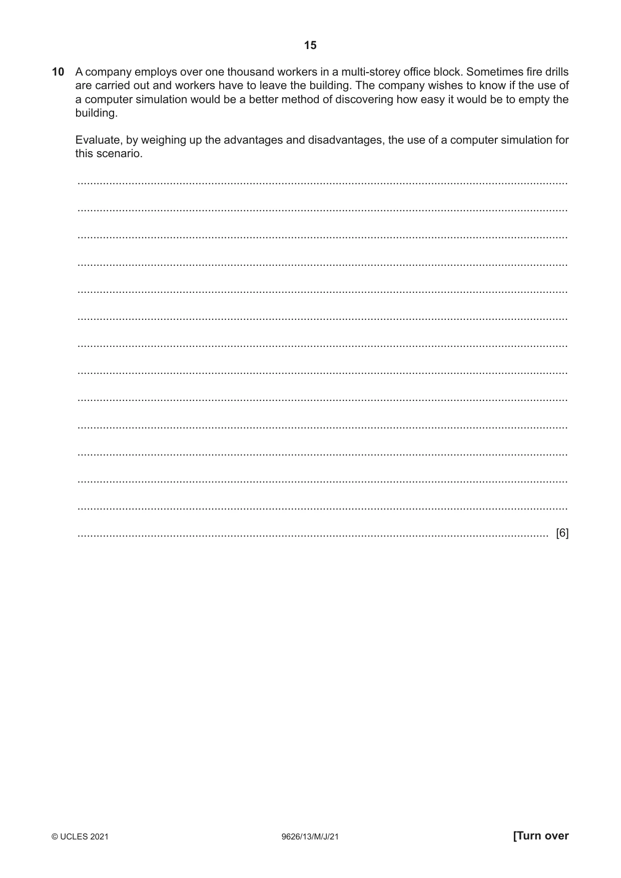 Cambridge A Level Information Technology (from 2017) 9626 2021 May/June Paper 1 · Variant 3 question paper, page 15 of 20