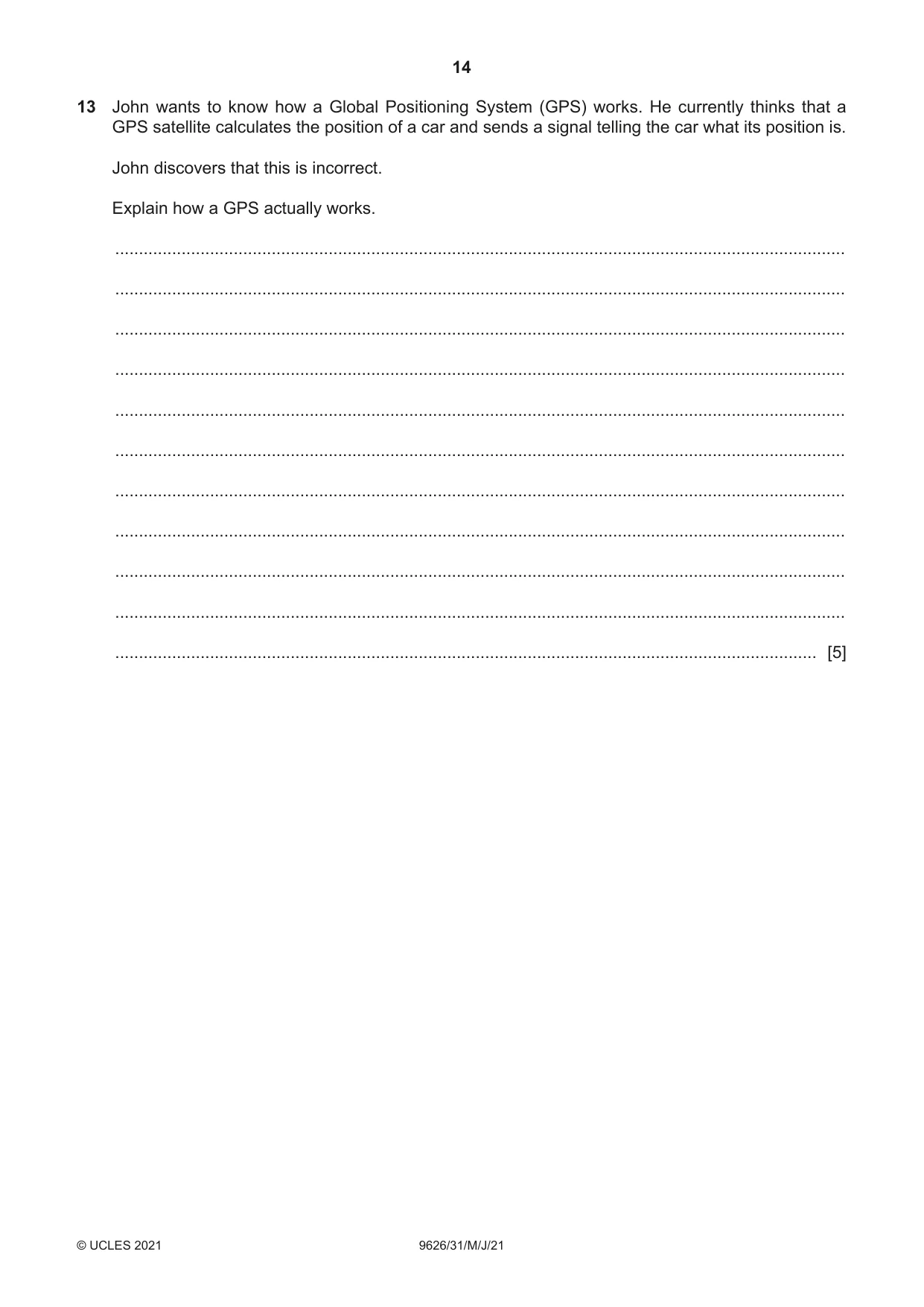 Cambridge A Level Information Technology (from 2017) 9626 2021 May/June Paper 3 · Variant 1 question paper, page 14 of 16