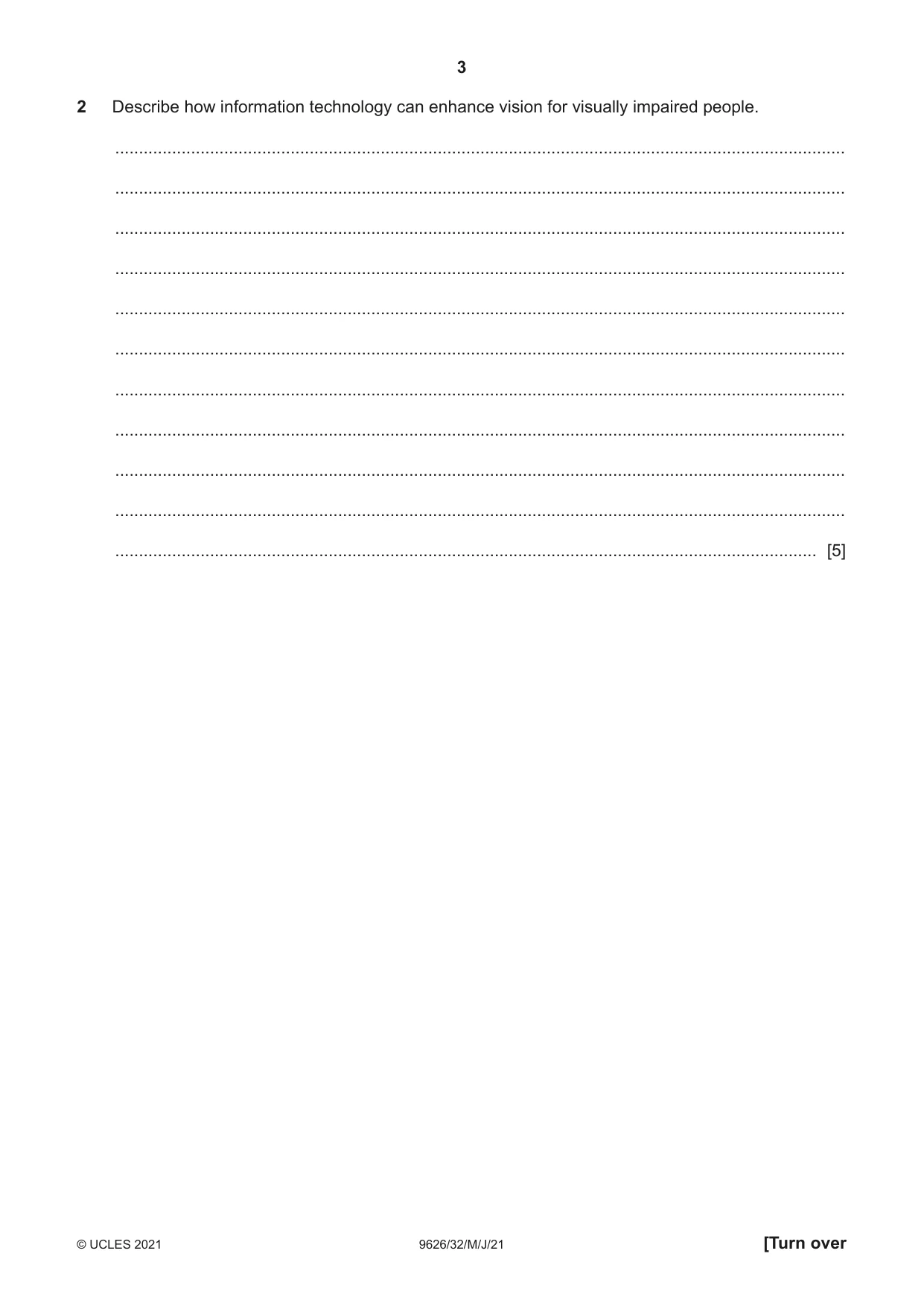 Cambridge A Level Information Technology (from 2017) 9626 2021 May/June Paper 3 · Variant 2 question paper, page 3 of 16