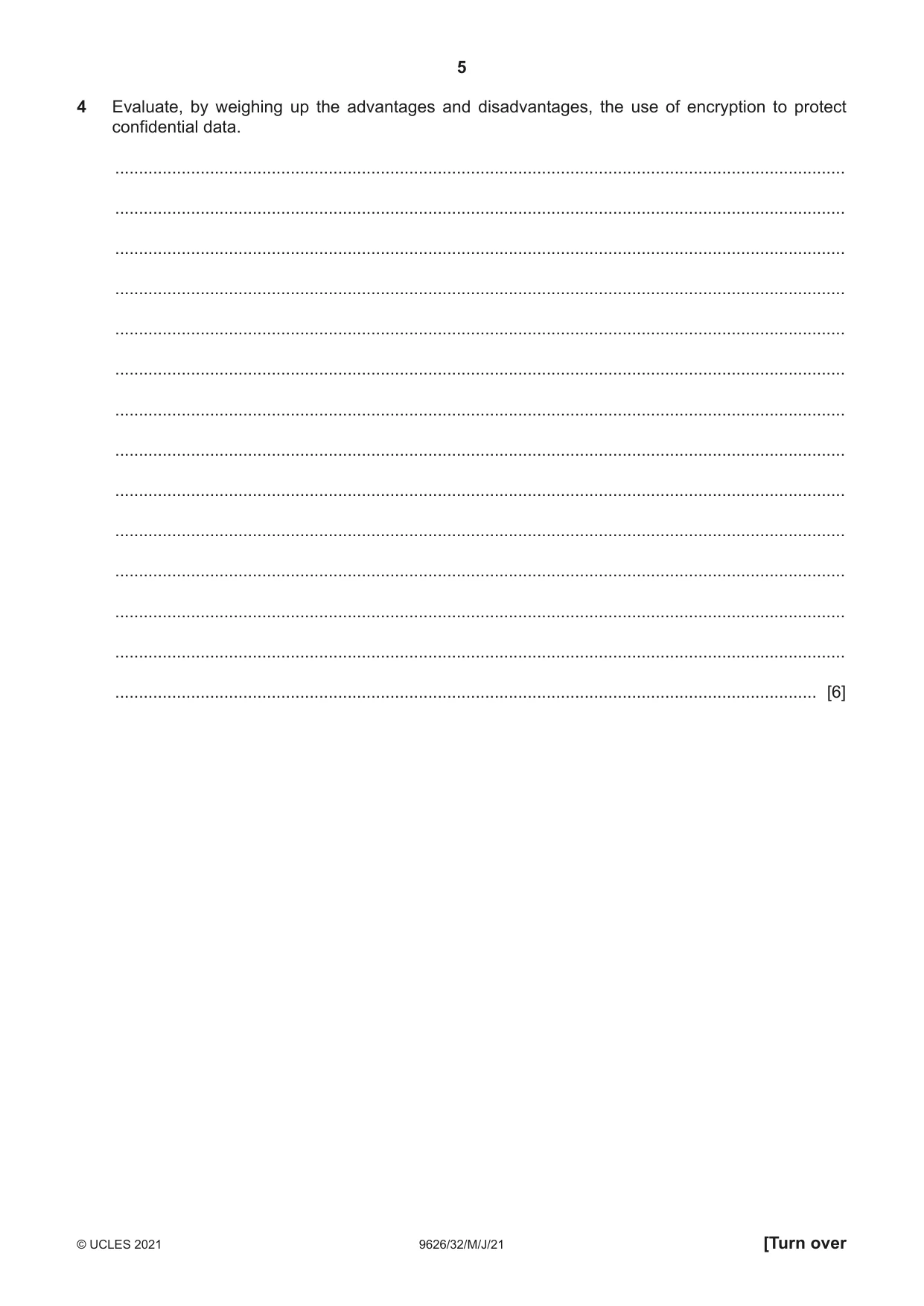 Cambridge A Level Information Technology (from 2017) 9626 2021 May/June Paper 3 · Variant 2 question paper, page 5 of 16