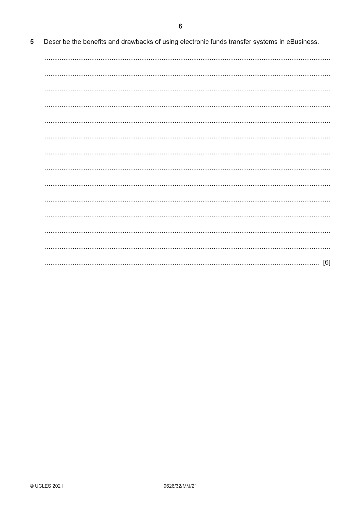 Cambridge A Level Information Technology (from 2017) 9626 2021 May/June Paper 3 · Variant 2 question paper, page 6 of 16