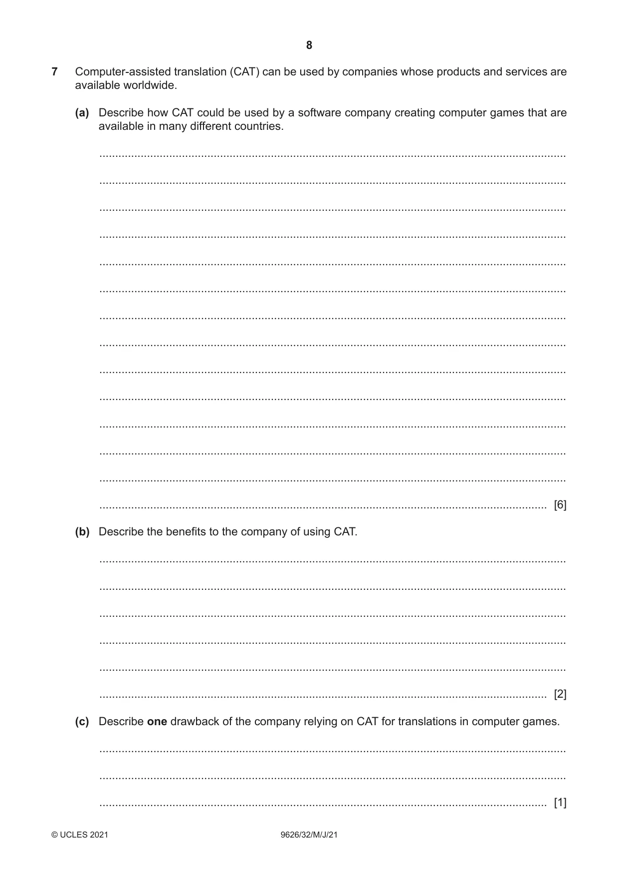 Cambridge A Level Information Technology (from 2017) 9626 2021 May/June Paper 3 · Variant 2 question paper, page 8 of 16