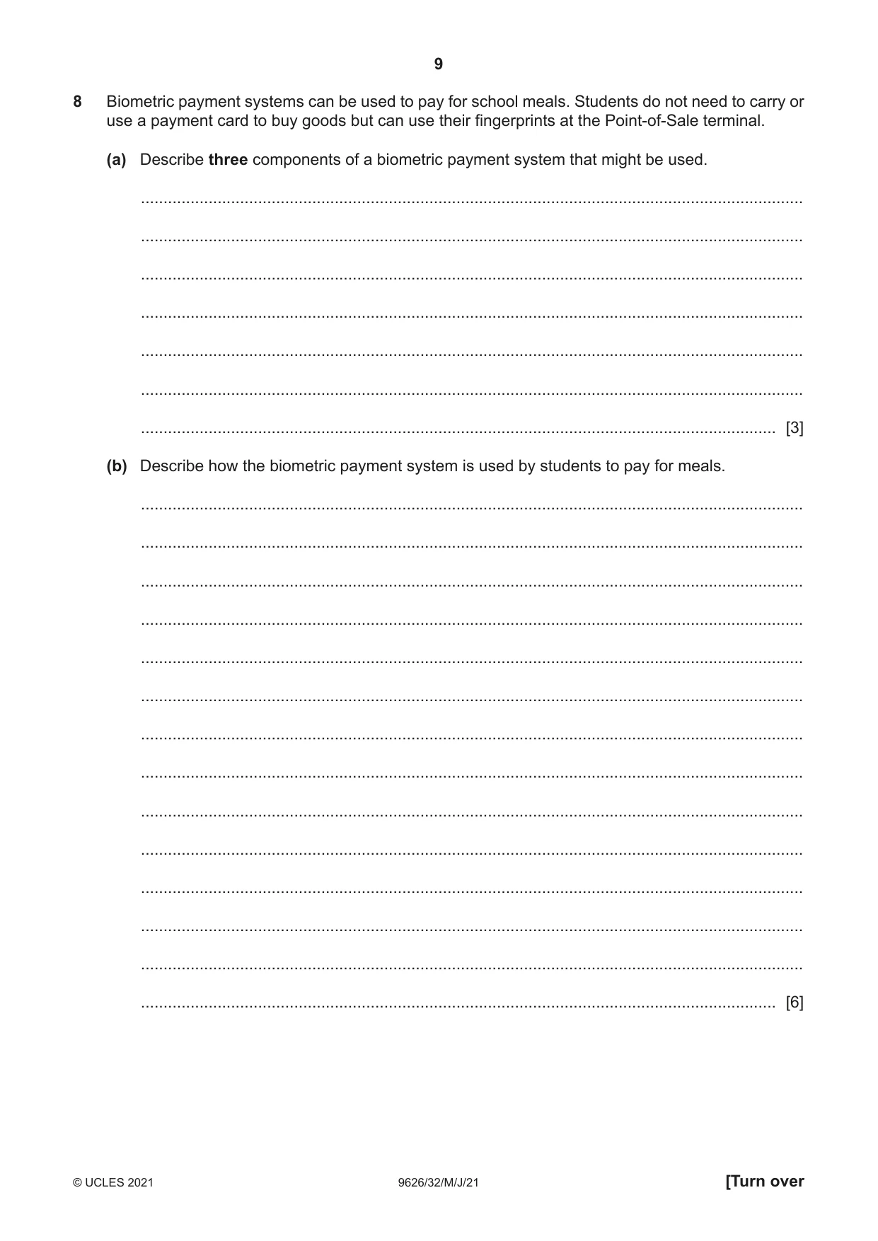 Cambridge A Level Information Technology (from 2017) 9626 2021 May/June Paper 3 · Variant 2 question paper, page 9 of 16
