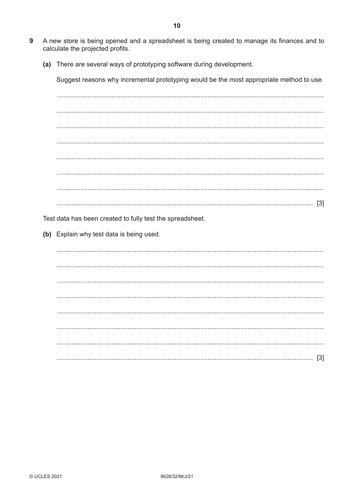 Cambridge A Level Information Technology (from 2017) 9626 2021 May/June Paper 3 · Variant 2 question paper, page 10 of 16
