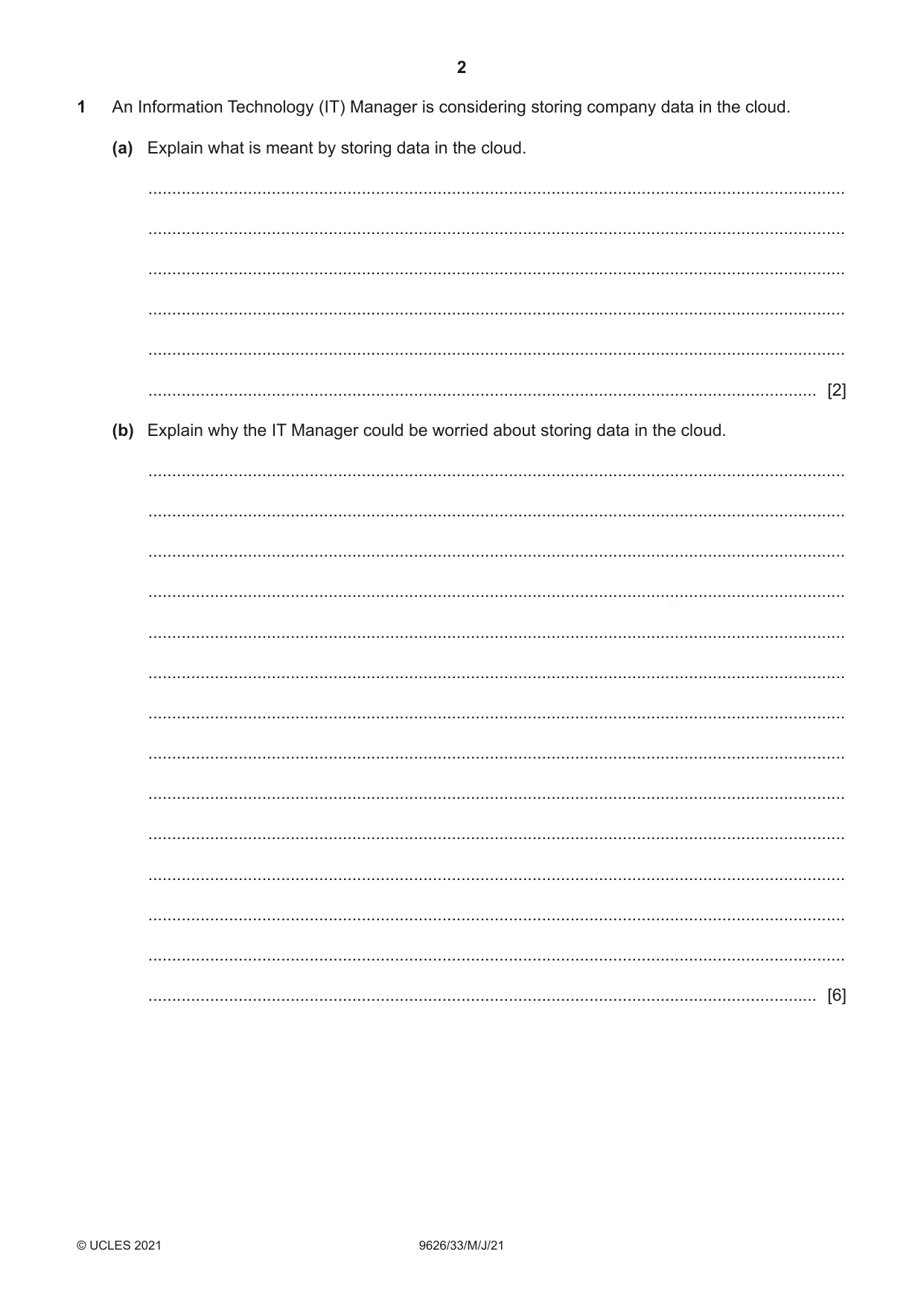 Cambridge A Level Information Technology (from 2017) 9626 2021 May/June Paper 3 · Variant 3 question paper, page 2 of 16