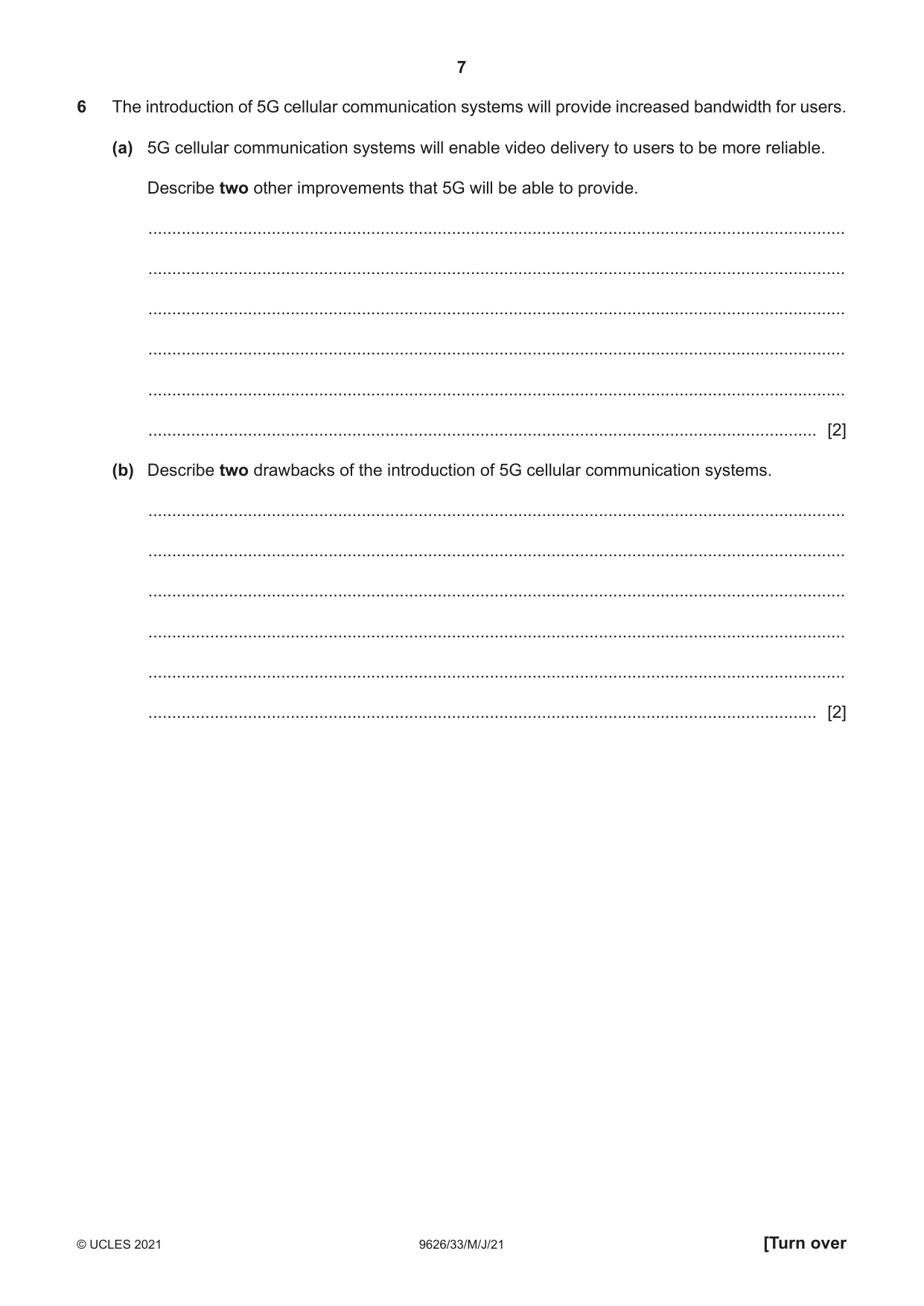 Cambridge A Level Information Technology (from 2017) 9626 2021 May/June Paper 3 · Variant 3 question paper, page 7 of 16