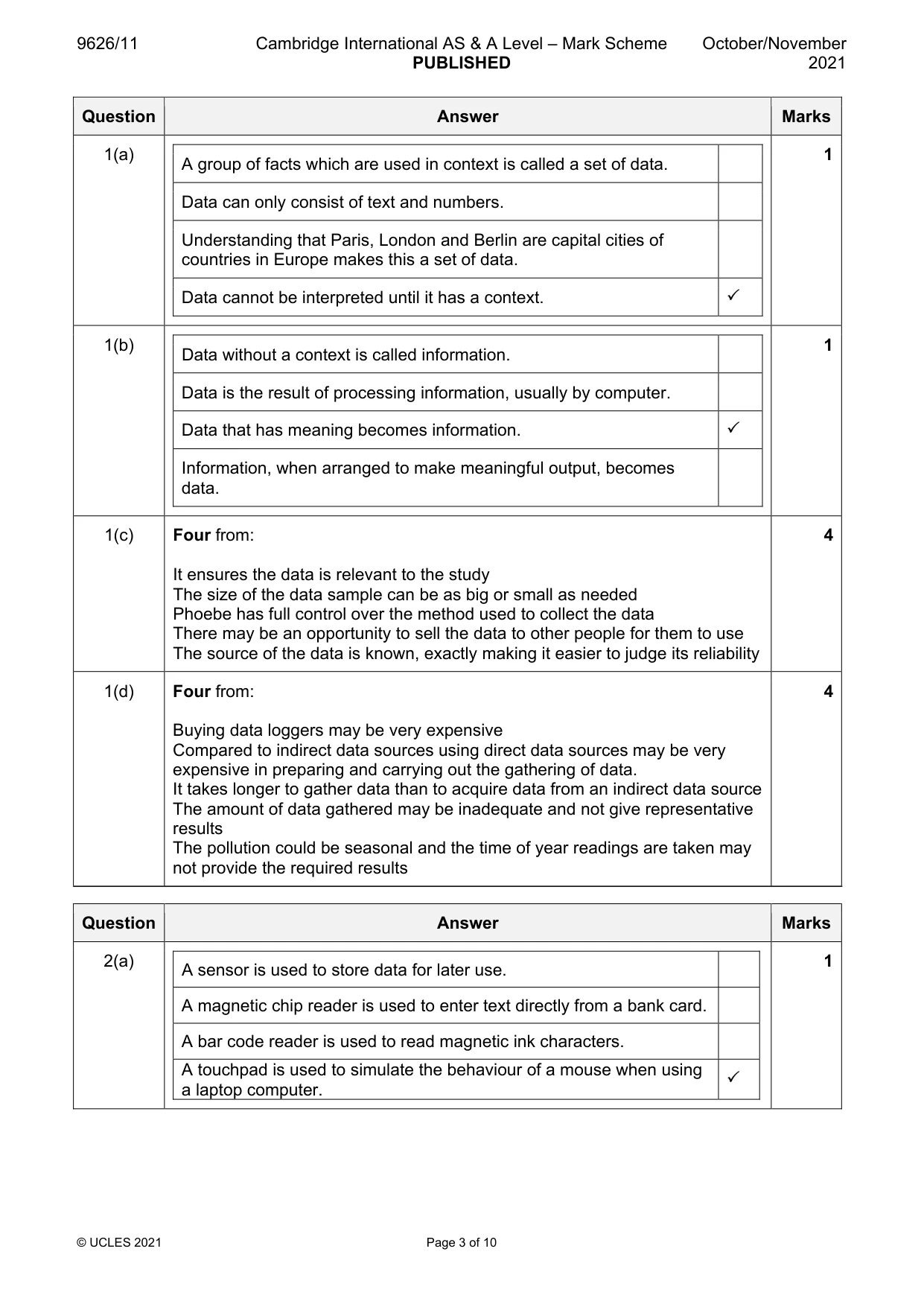 Mark scheme, page 3 of 10