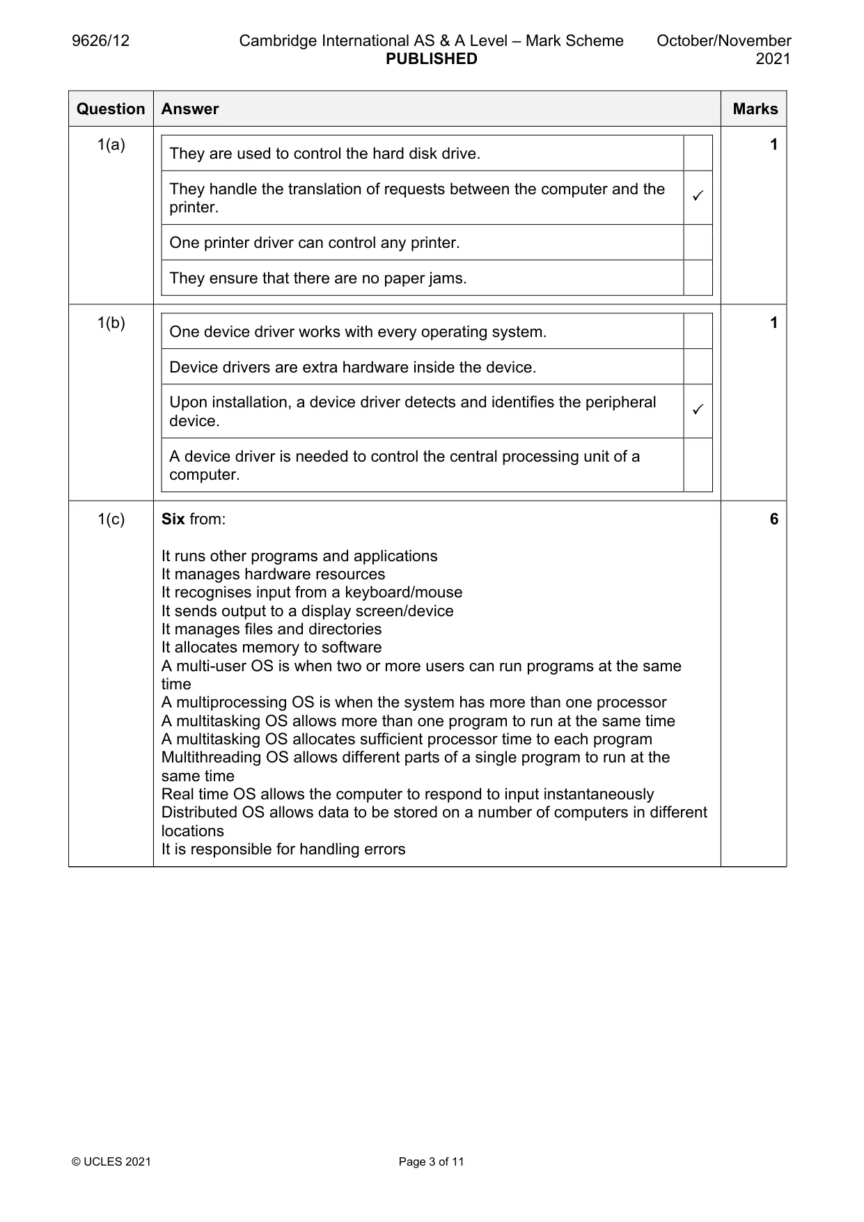 Mark scheme, page 3 of 11