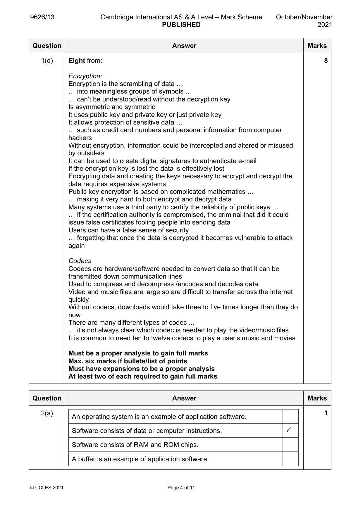 Mark scheme, page 4 of 11