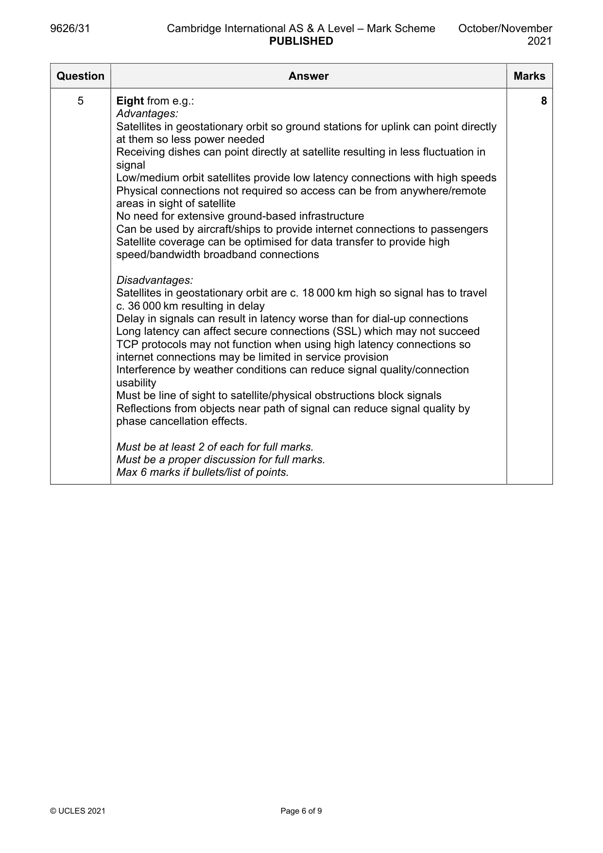 Mark scheme, page 6 of 9