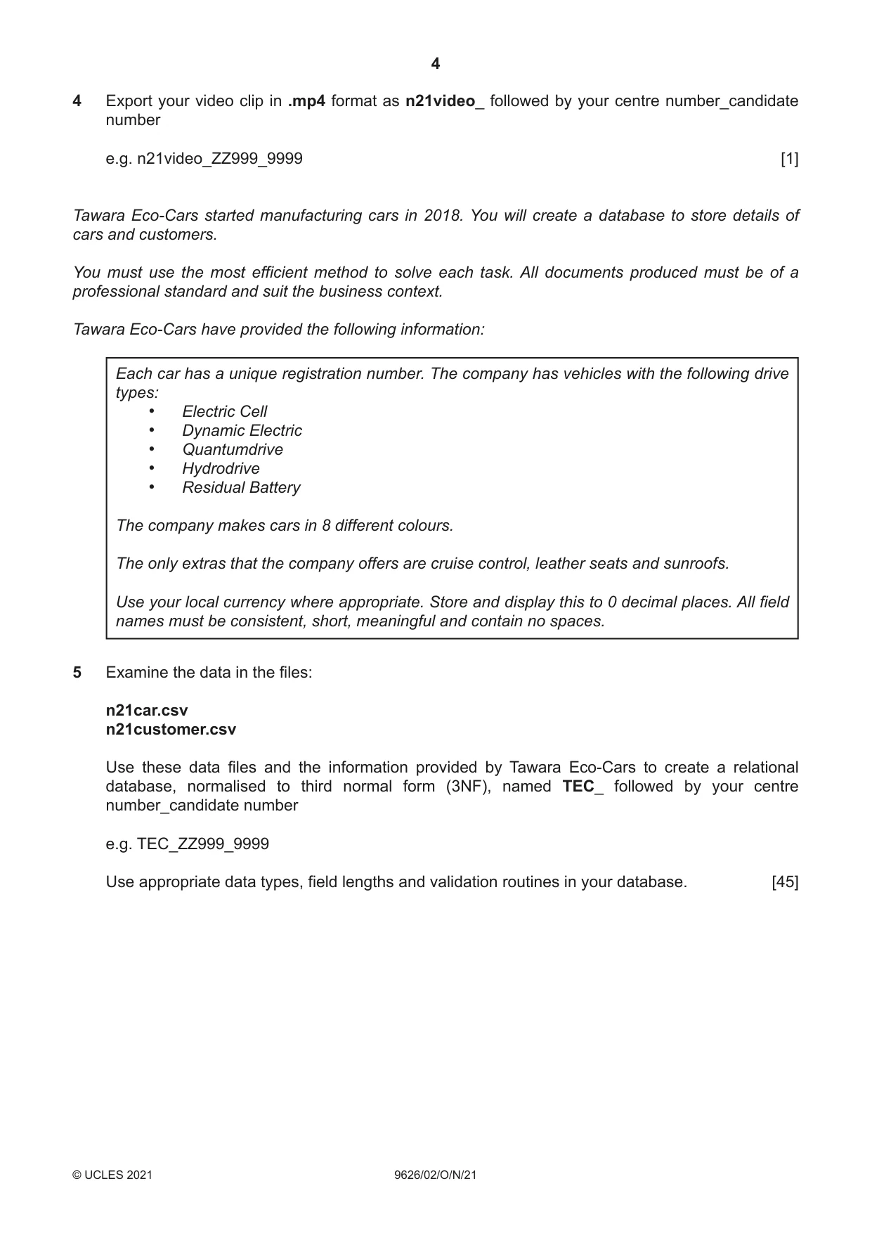 Cambridge A Level Information Technology (from 2017) 9626 2021 Oct/Nov Paper 2 · Variant 0 question paper, page 4 of 8