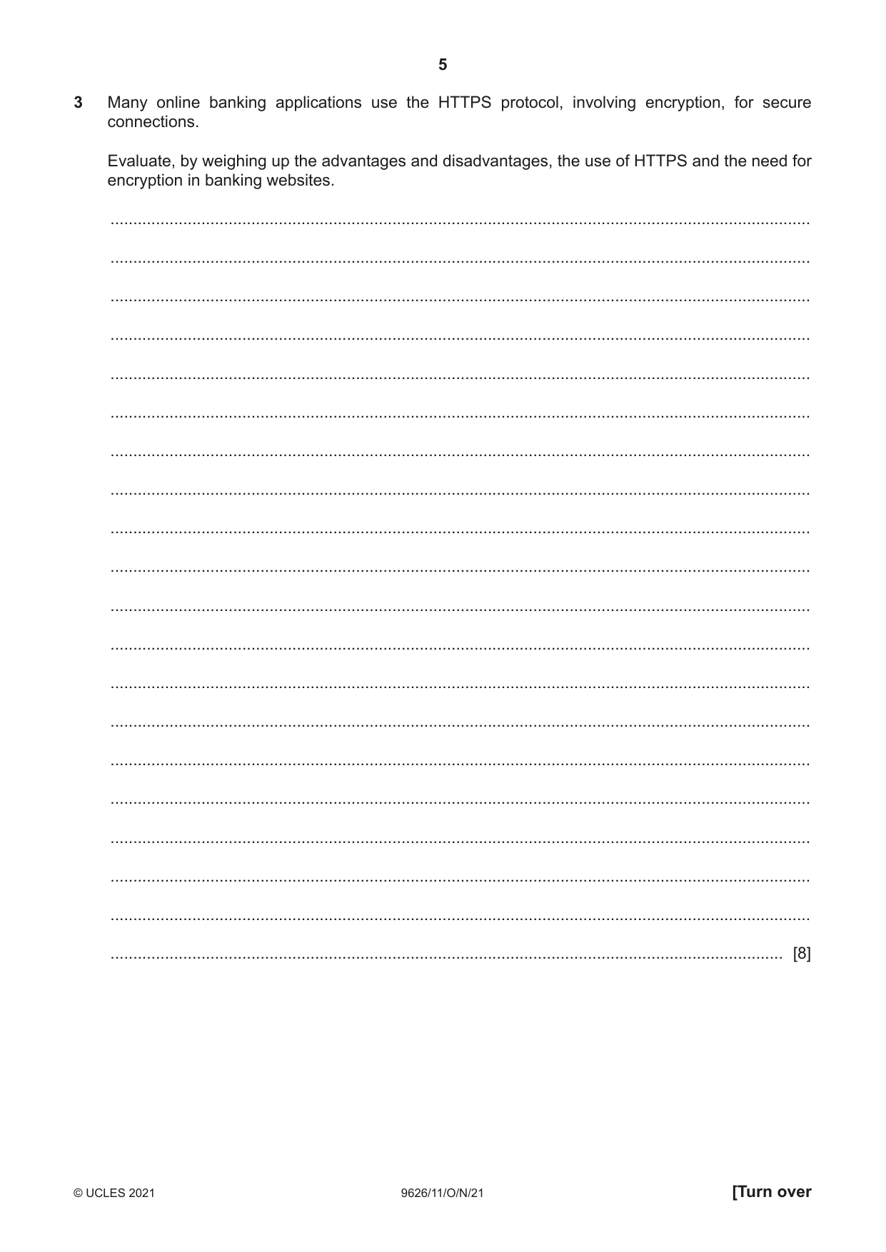 Cambridge A Level Information Technology (from 2017) 9626 2021 Oct/Nov Paper 1 · Variant 1 question paper, page 5 of 16