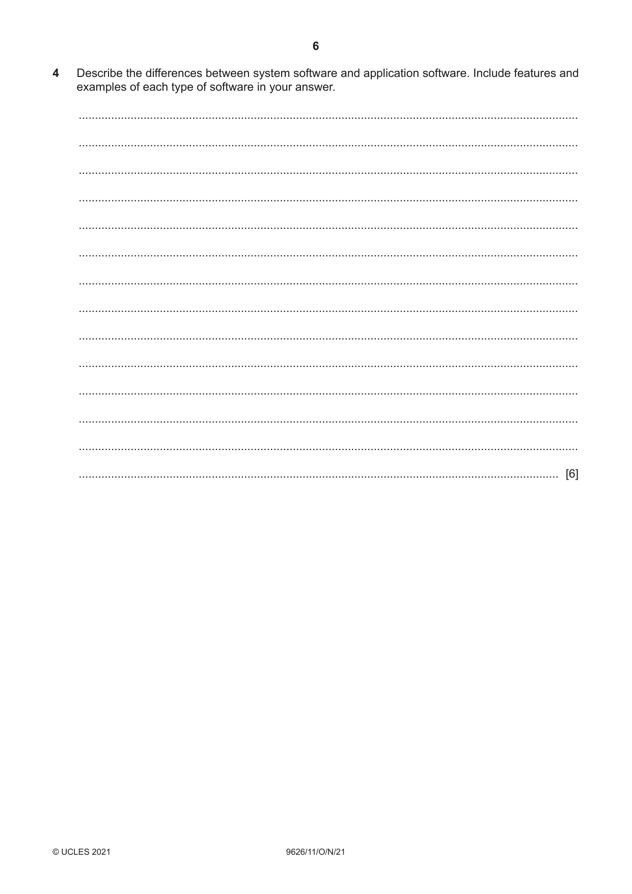 Cambridge A Level Information Technology (from 2017) 9626 2021 Oct/Nov Paper 1 · Variant 1 question paper, page 6 of 16
