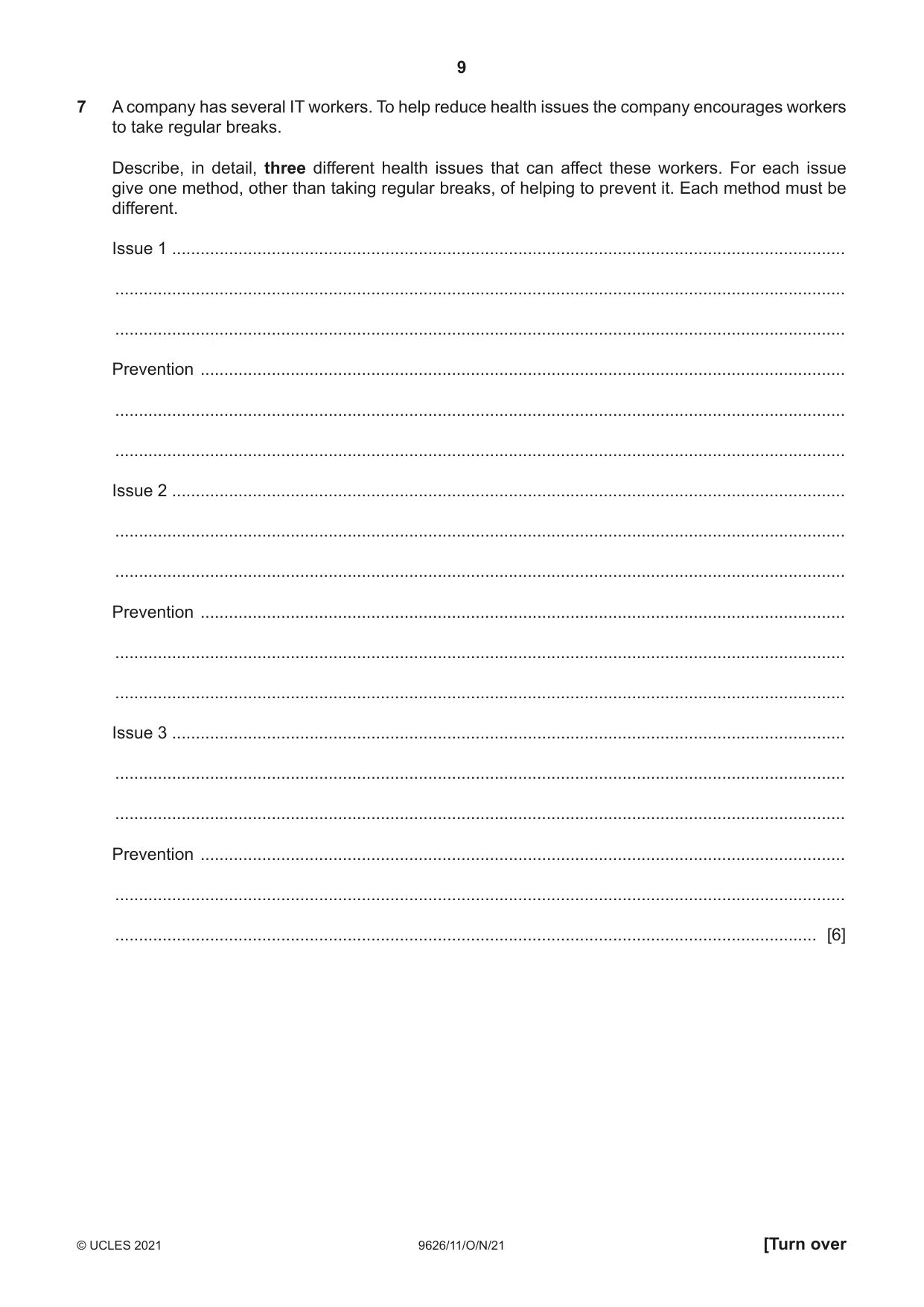Cambridge A Level Information Technology (from 2017) 9626 2021 Oct/Nov Paper 1 · Variant 1 question paper, page 9 of 16