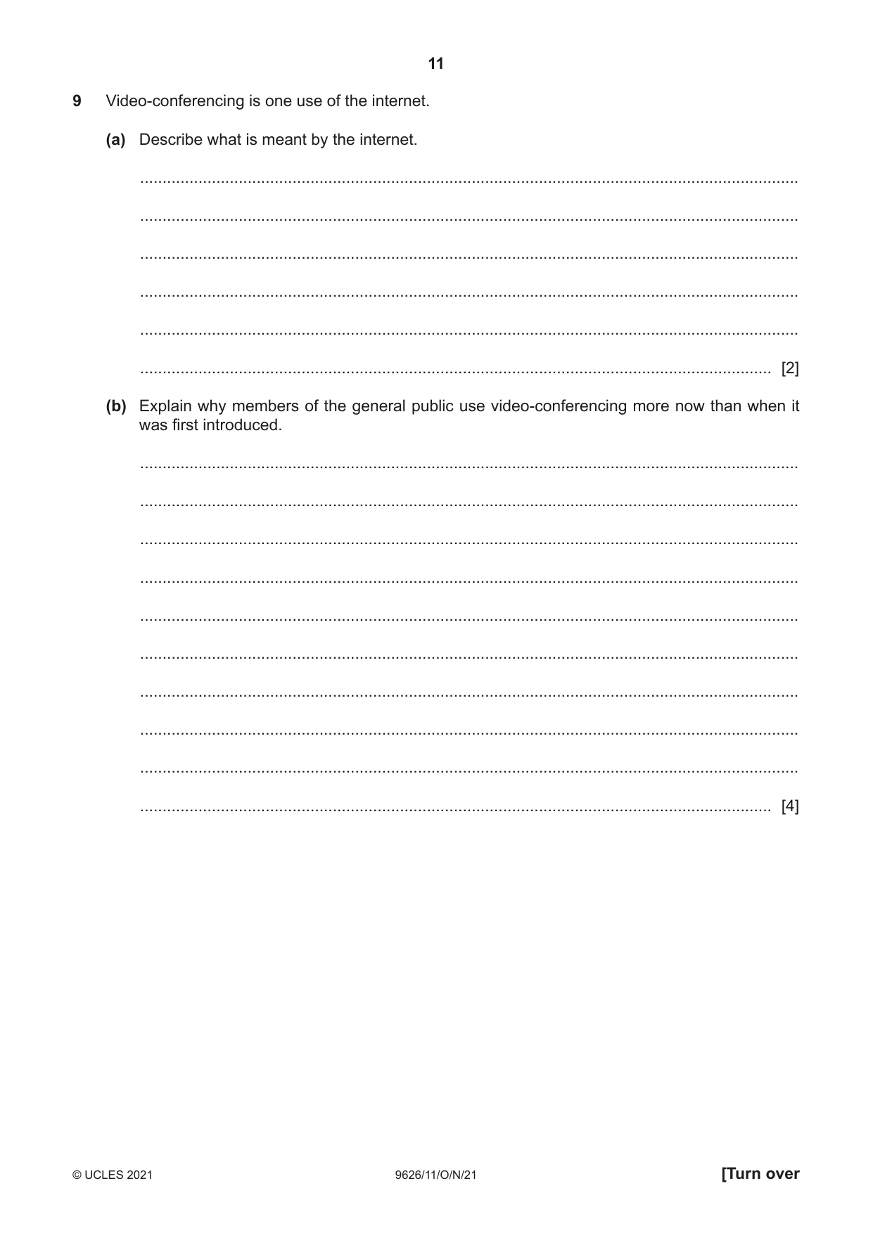 Cambridge A Level Information Technology (from 2017) 9626 2021 Oct/Nov Paper 1 · Variant 1 question paper, page 11 of 16