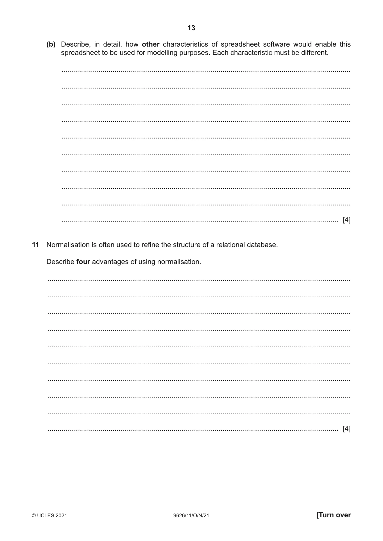 Cambridge A Level Information Technology (from 2017) 9626 2021 Oct/Nov Paper 1 · Variant 1 question paper, page 13 of 16