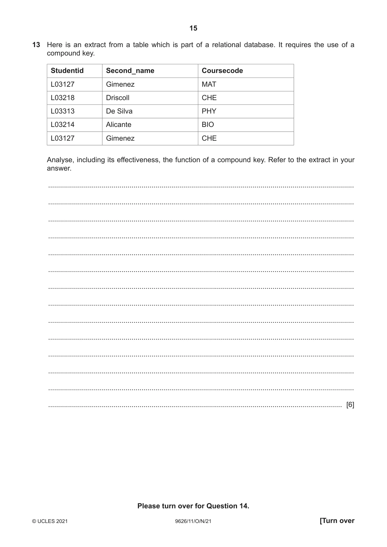 Cambridge A Level Information Technology (from 2017) 9626 2021 Oct/Nov Paper 1 · Variant 1 question paper, page 15 of 16