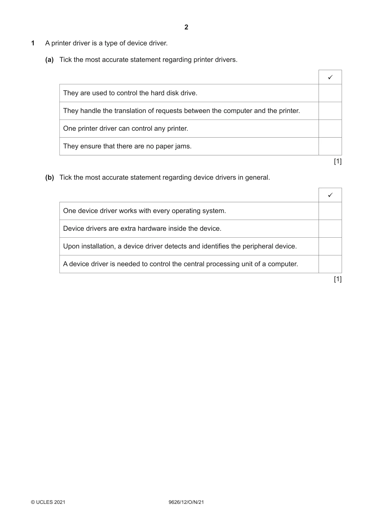 Cambridge A Level Information Technology (from 2017) 9626 2021 Oct/Nov Paper 1 · Variant 2 question paper, page 2 of 20