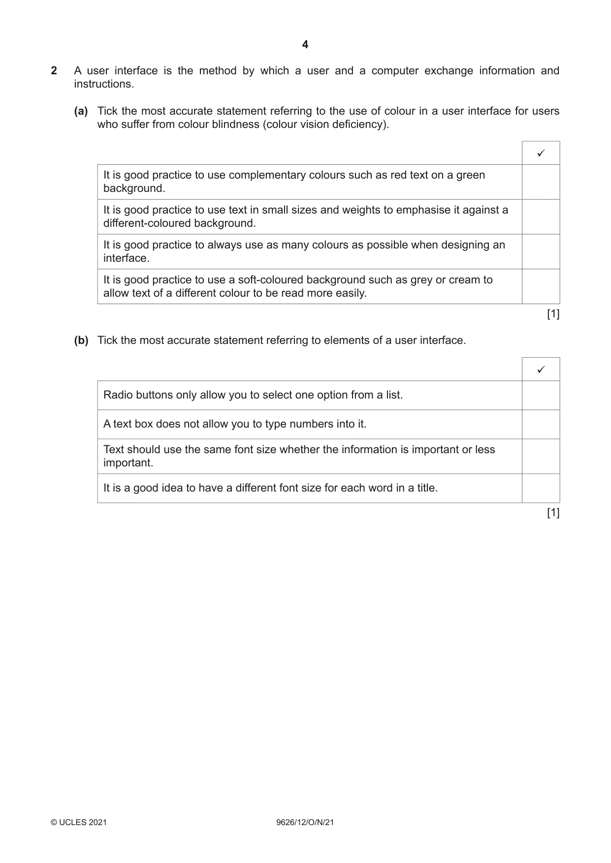 Cambridge A Level Information Technology (from 2017) 9626 2021 Oct/Nov Paper 1 · Variant 2 question paper, page 4 of 20