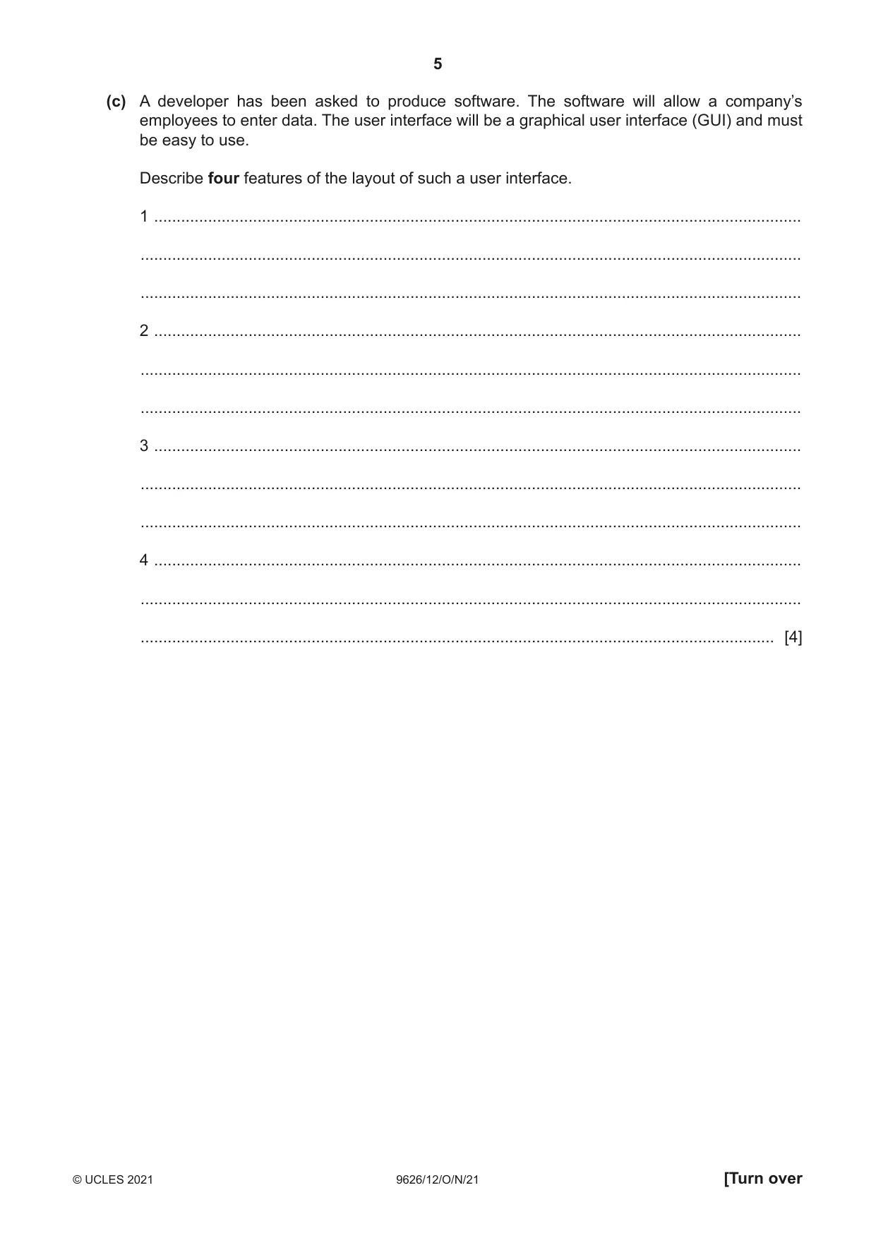 Cambridge A Level Information Technology (from 2017) 9626 2021 Oct/Nov Paper 1 · Variant 2 question paper, page 5 of 20