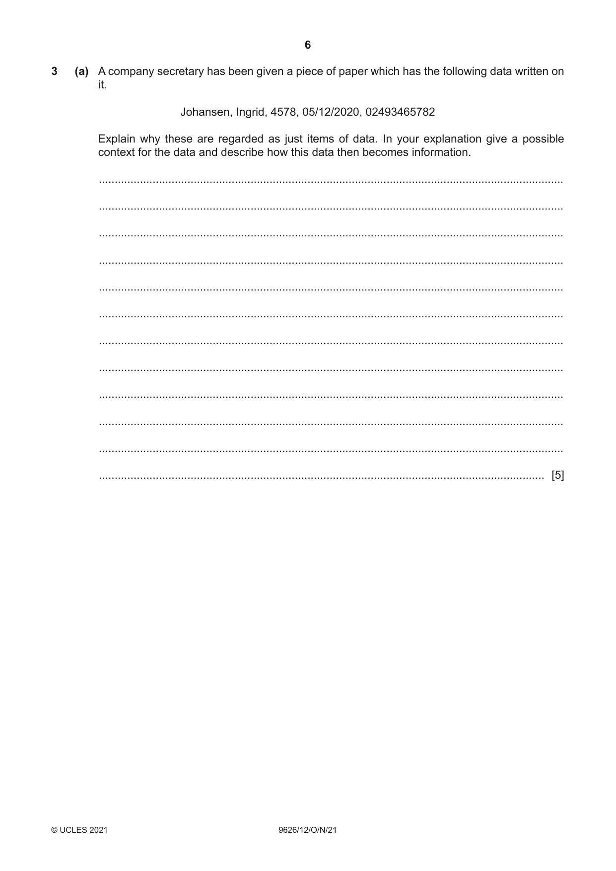 Cambridge A Level Information Technology (from 2017) 9626 2021 Oct/Nov Paper 1 · Variant 2 question paper, page 6 of 20