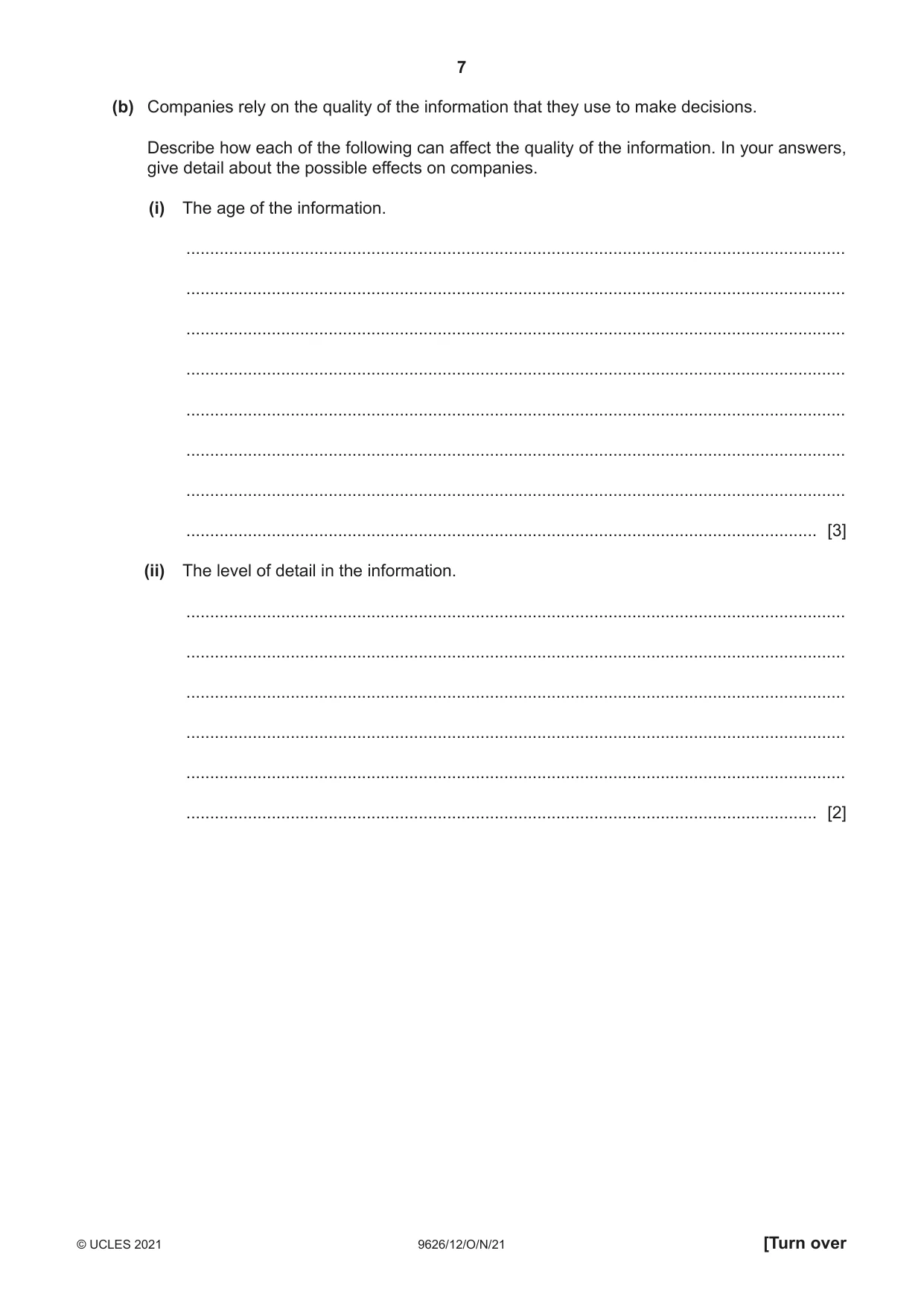 Cambridge A Level Information Technology (from 2017) 9626 2021 Oct/Nov Paper 1 · Variant 2 question paper, page 7 of 20