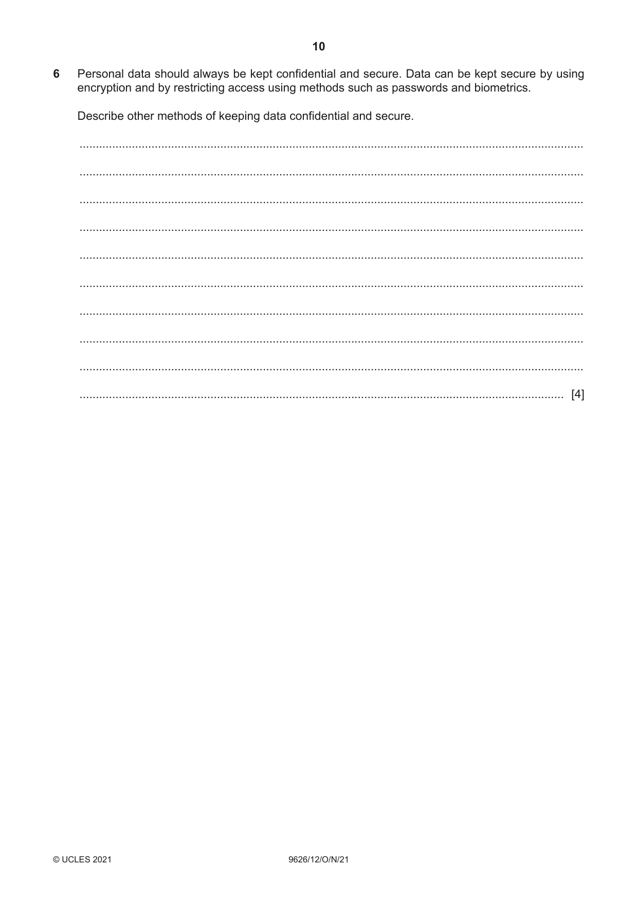 Cambridge A Level Information Technology (from 2017) 9626 2021 Oct/Nov Paper 1 · Variant 2 question paper, page 10 of 20
