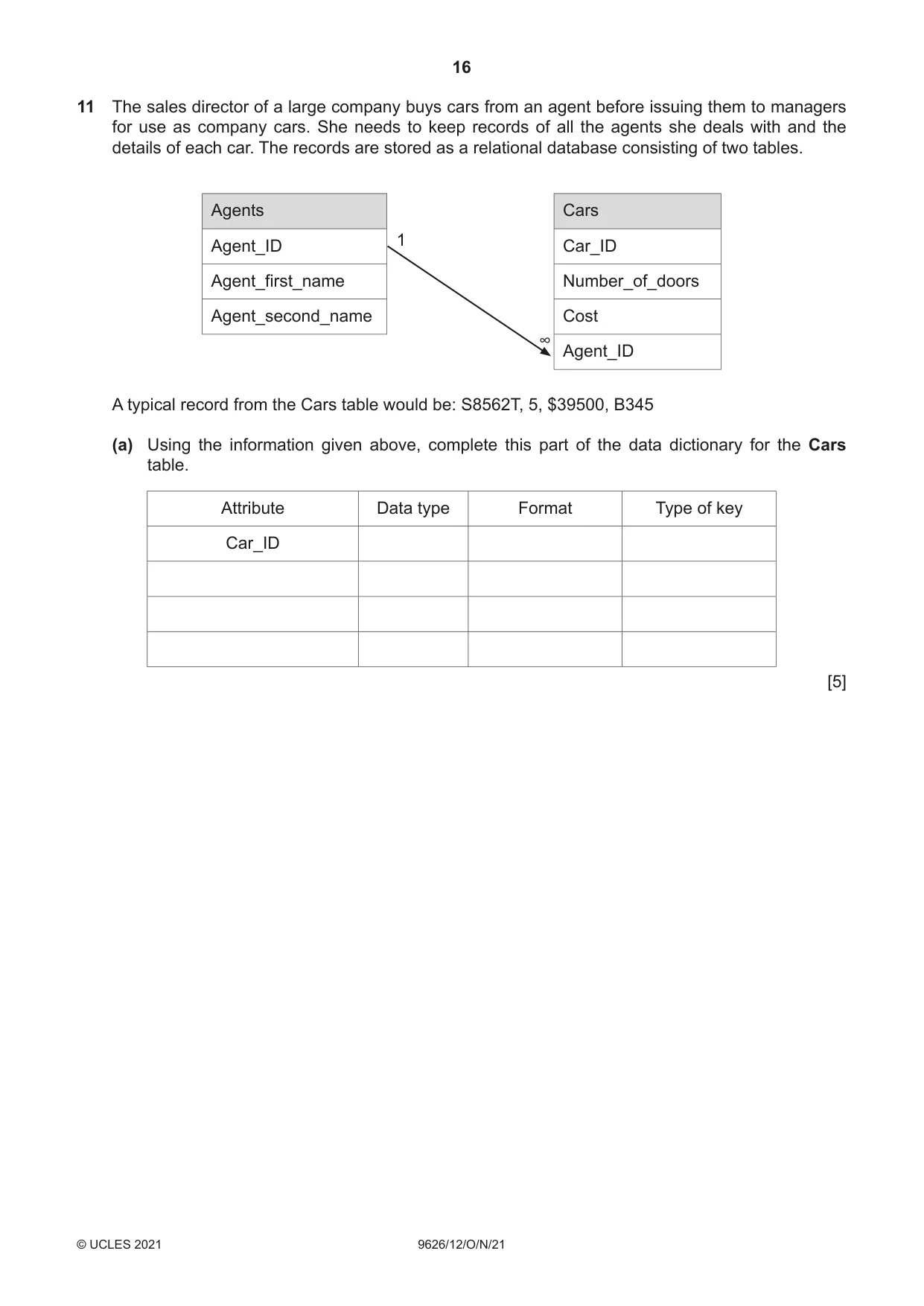 Cambridge A Level Information Technology (from 2017) 9626 2021 Oct/Nov Paper 1 · Variant 2 question paper, page 16 of 20