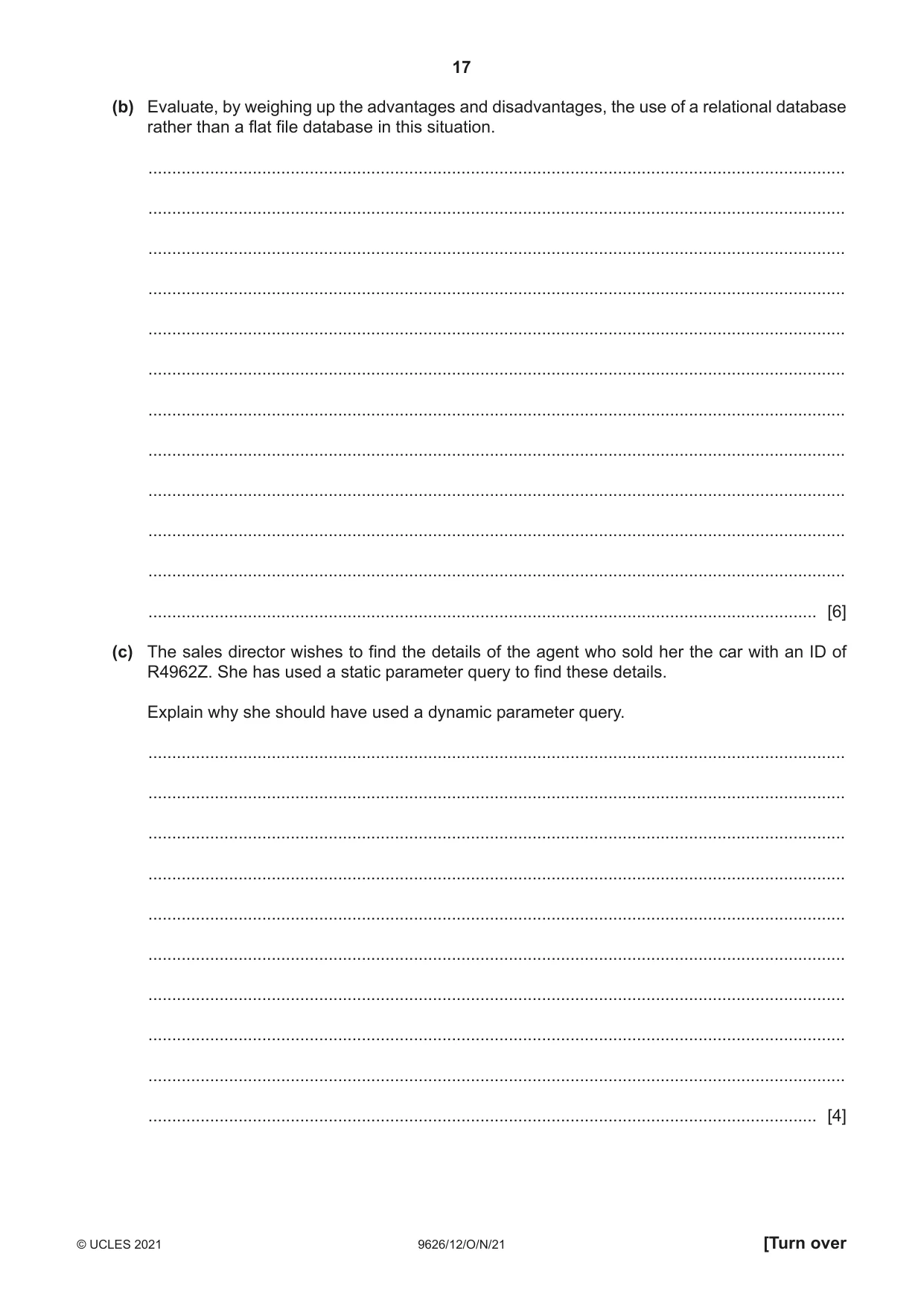 Cambridge A Level Information Technology (from 2017) 9626 2021 Oct/Nov Paper 1 · Variant 2 question paper, page 17 of 20