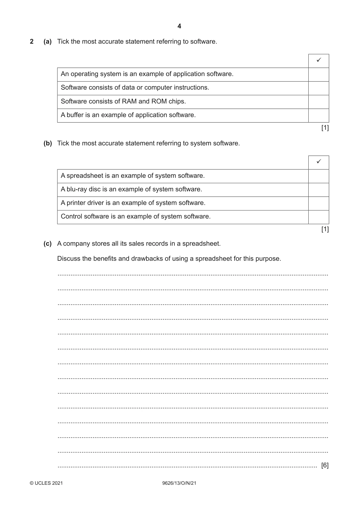 Cambridge A Level Information Technology (from 2017) 9626 2021 Oct/Nov Paper 1 · Variant 3 question paper, page 4 of 16