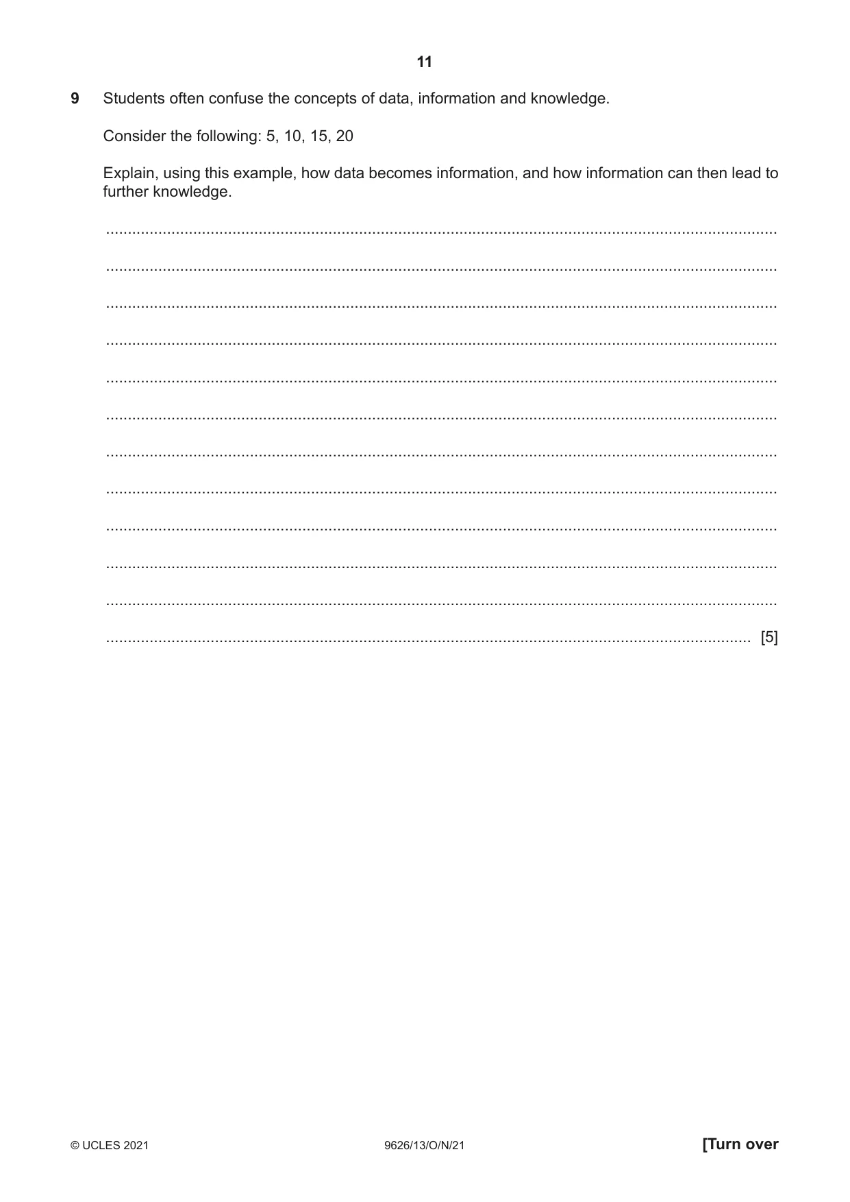 Cambridge A Level Information Technology (from 2017) 9626 2021 Oct/Nov Paper 1 · Variant 3 question paper, page 11 of 16