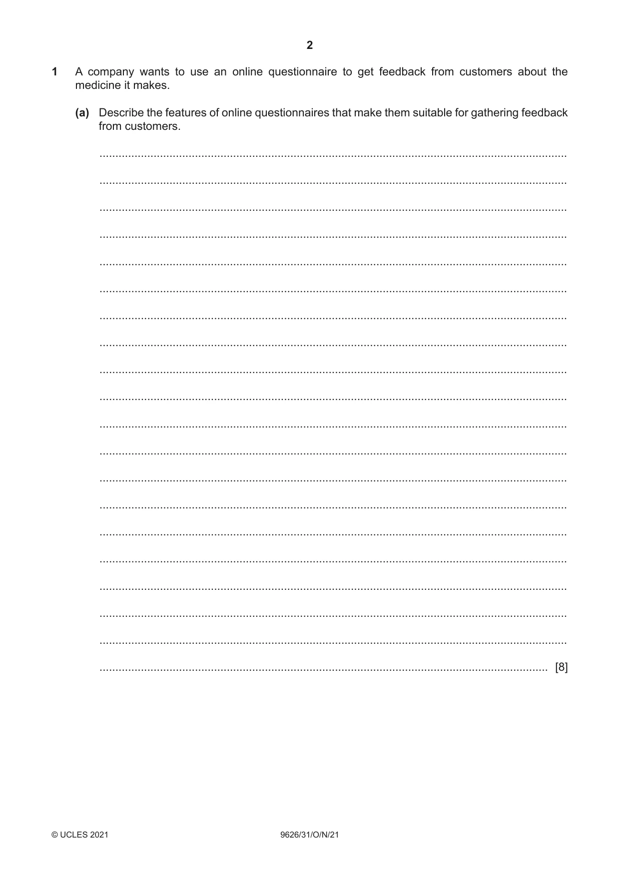 Cambridge A Level Information Technology (from 2017) 9626 2021 Oct/Nov Paper 3 · Variant 1 question paper, page 2 of 16